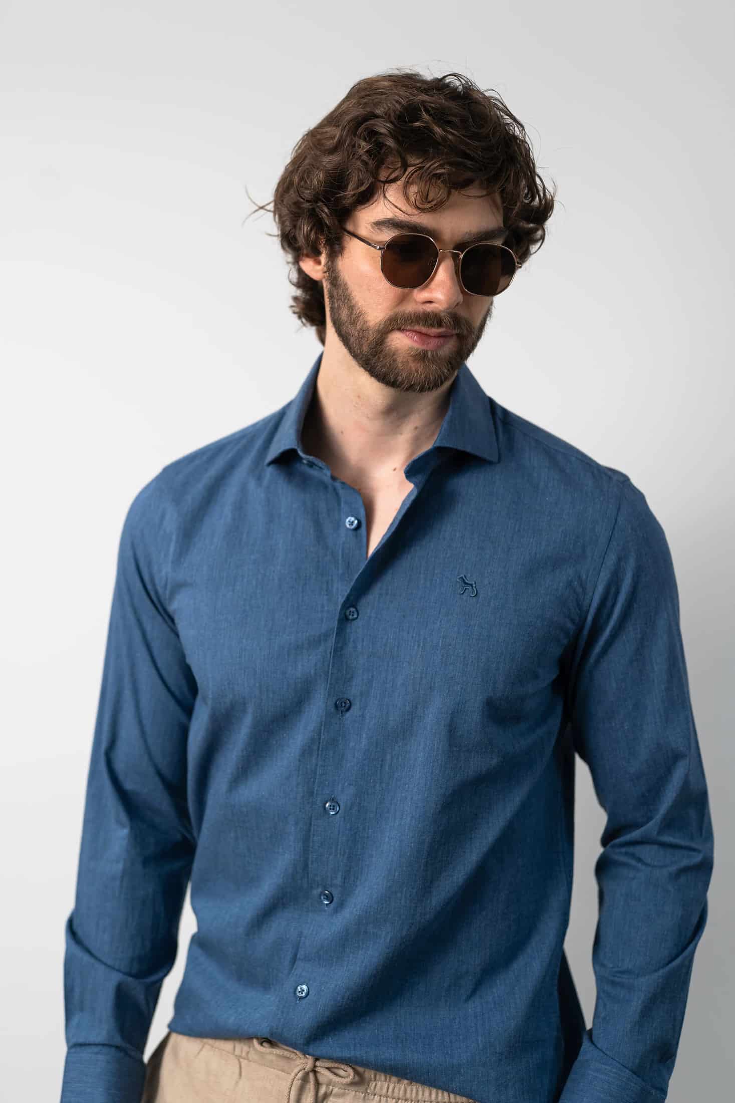 Camisa Manga Larga Azul - miniatura 2
