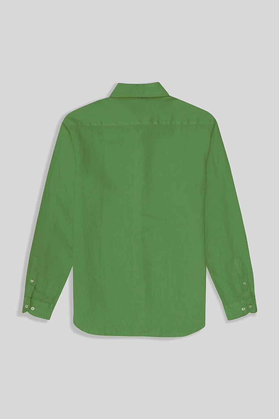 Men's linen shirt apple green basic - miniatura 2