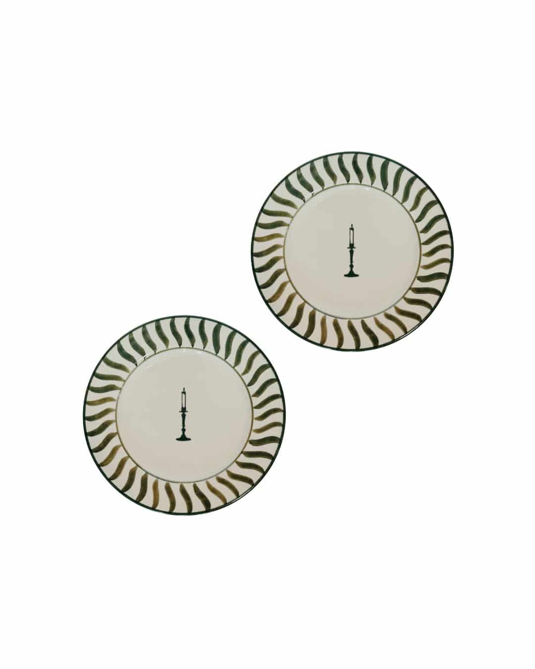SET X 2 DESSERT PLATE CANDLE - GREEN - miniatura 1