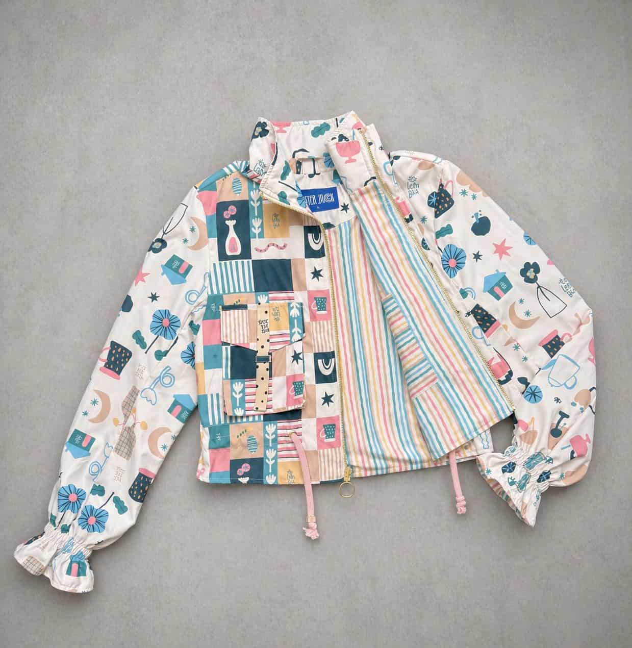 Chaqueta corta estampada crema - miniatura 7
