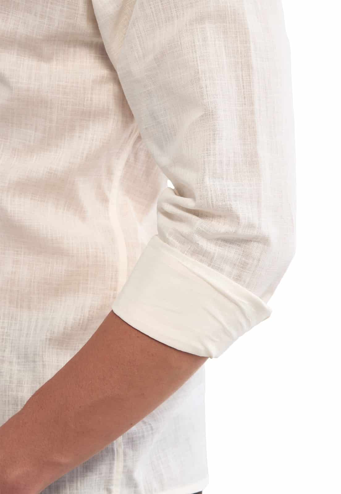 Camisa Manga Larga 100% Algodón tipo Lino Marfil - miniatura 5