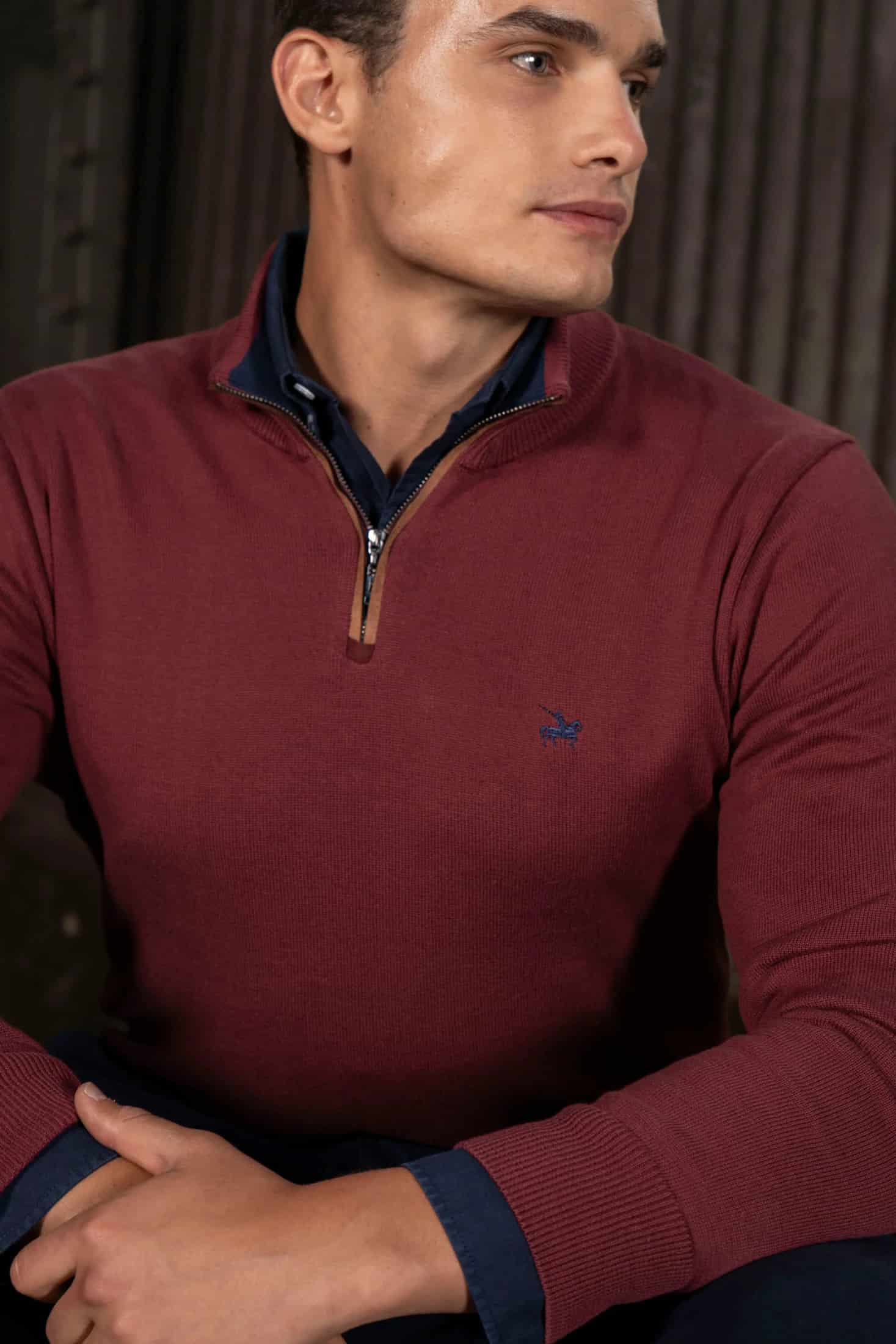 Suéter Halfzip Legacy Hombre Vinotinto - miniatura 3