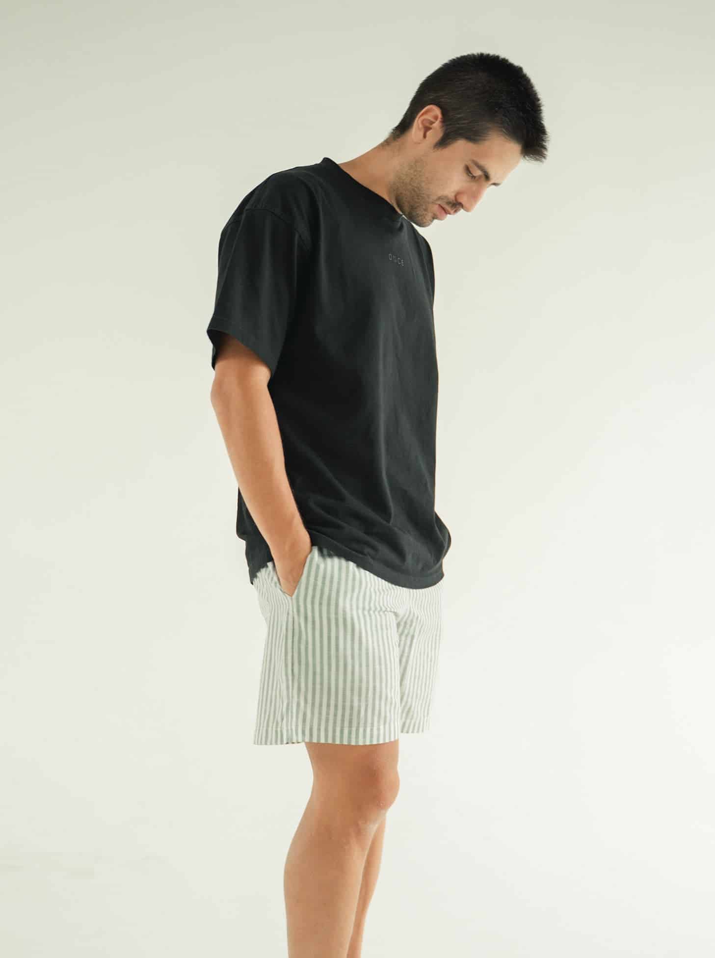 Pijama Pantaloneta Resort Rayas - Militar - miniatura 2