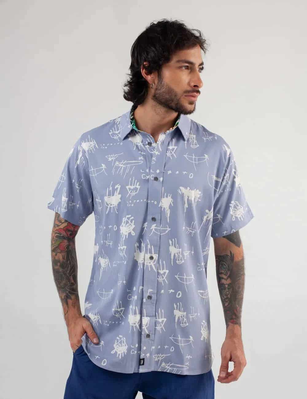 Camisa Regular Fit Le Panto Azul claro Hombre - miniatura 2