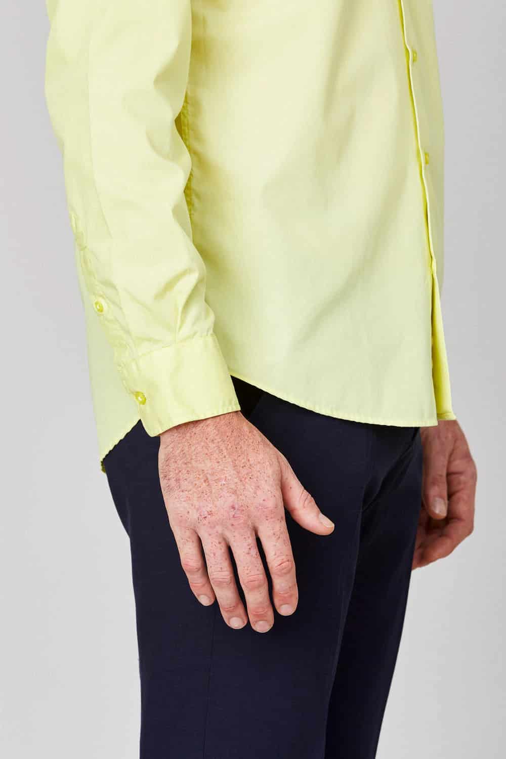 Men's basic yellow cotton muslin shirt - miniatura 4