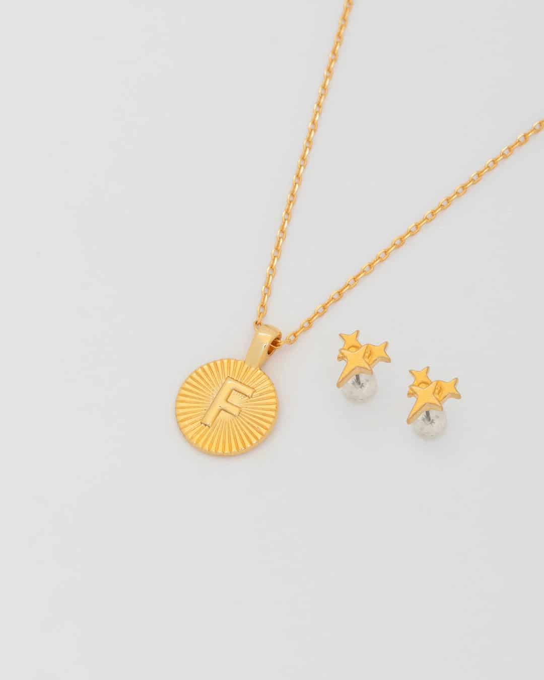 Collar Letra Destellos + Aretes - miniatura 3