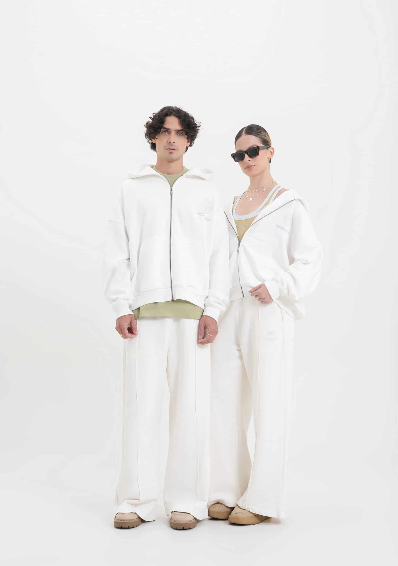 Across The Lines White Zip Hoodie - miniatura 7