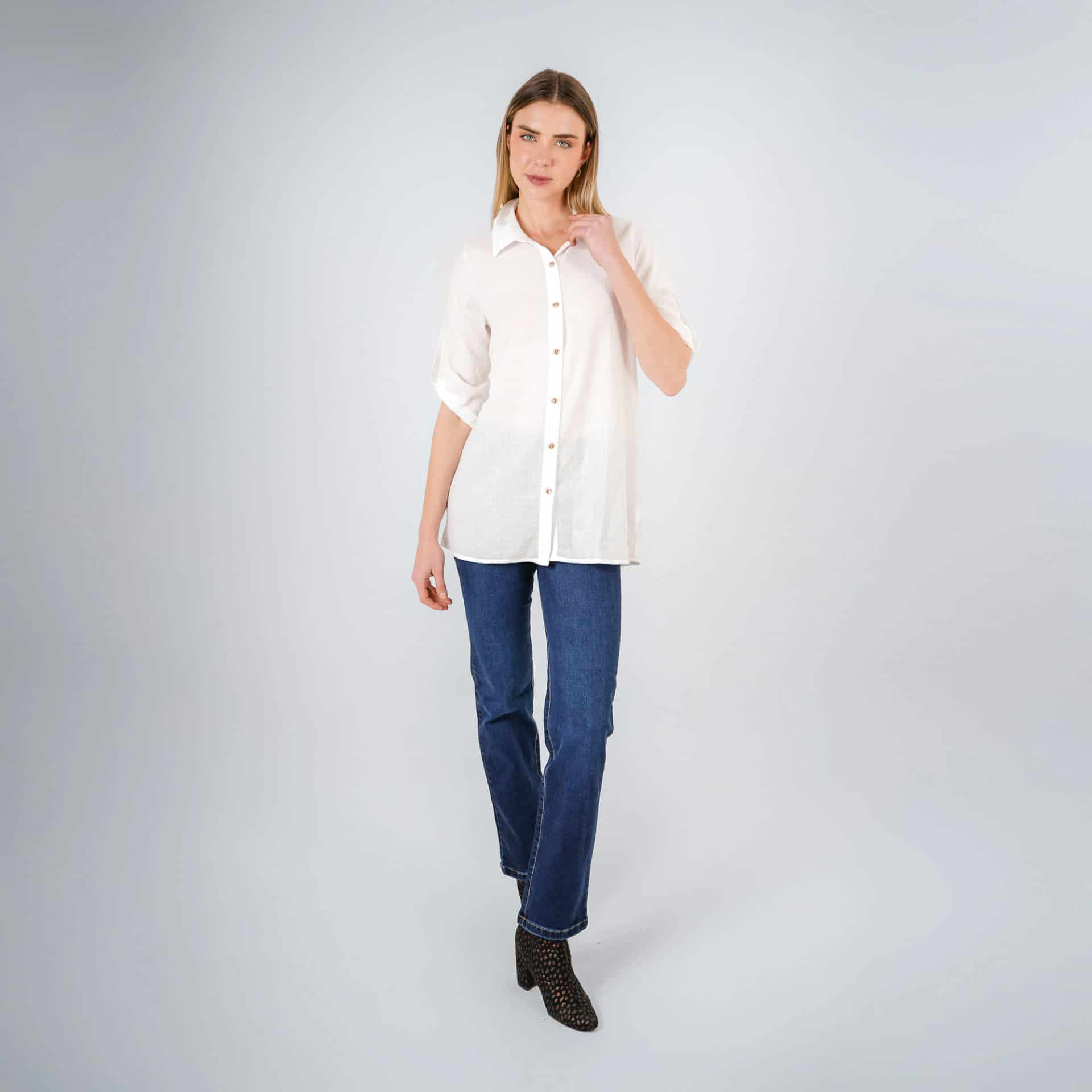 Blusa Cuello Camisero Manga 3/Cuartos - miniatura 7