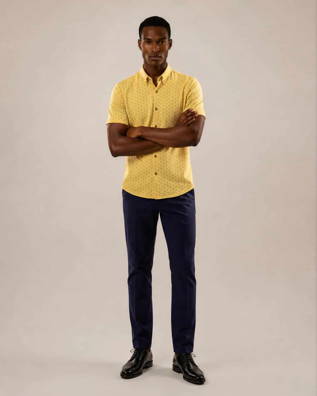Camisa en tejido de punto con mini prints amarillo - miniatura 4