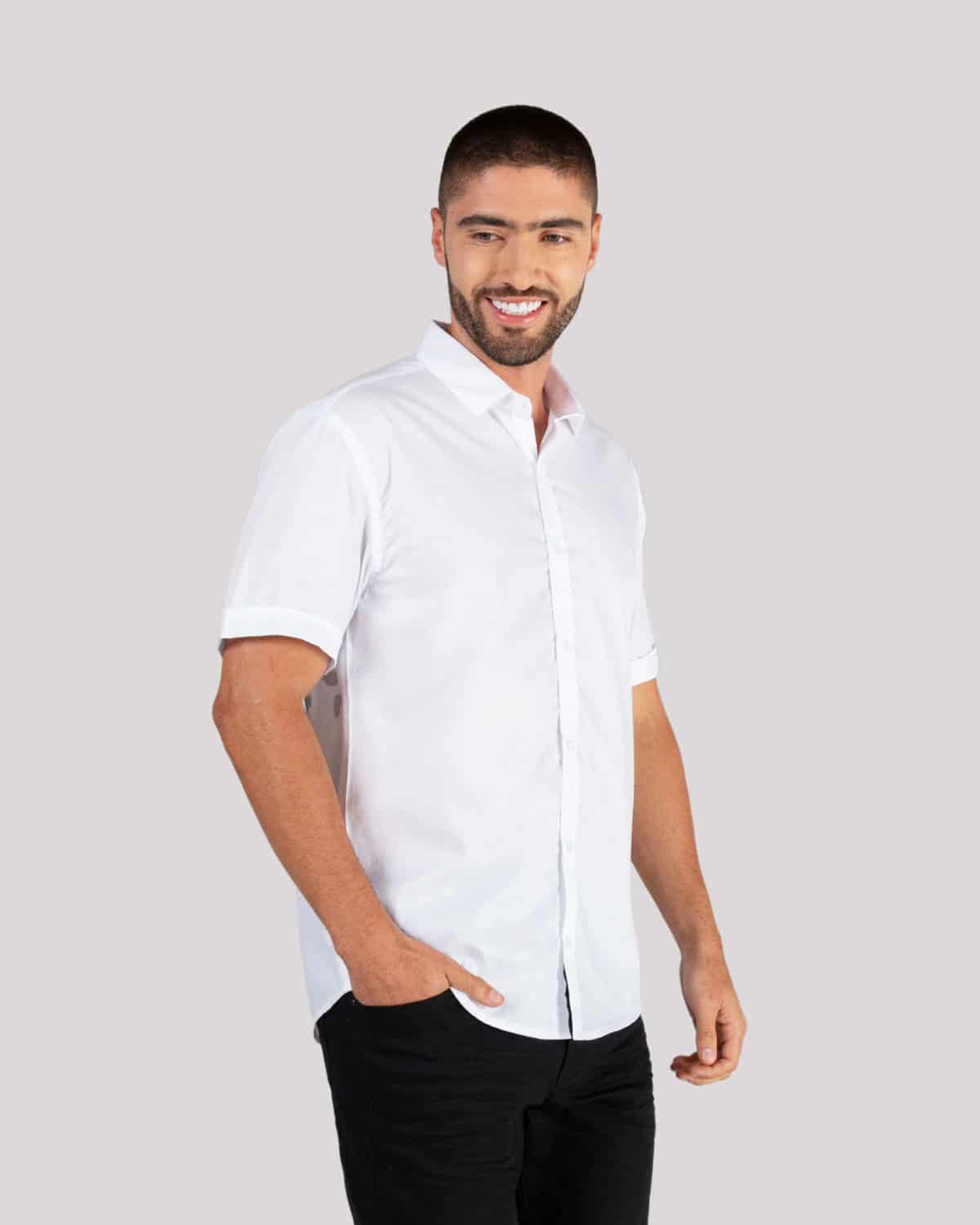 Camisa blanca manga corta para hombre - miniatura 21
