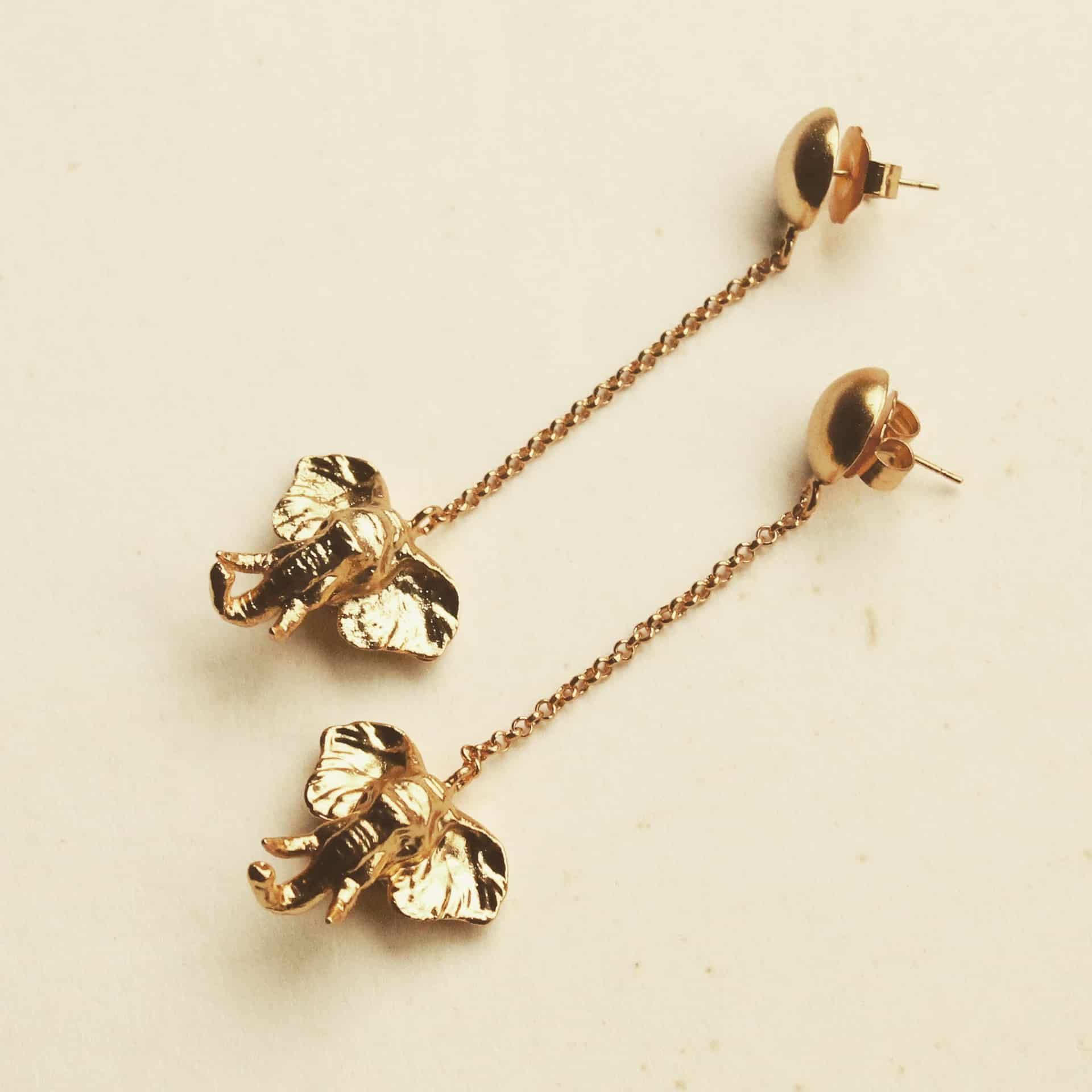Aretes largos con cabeza de elefante - miniatura 4