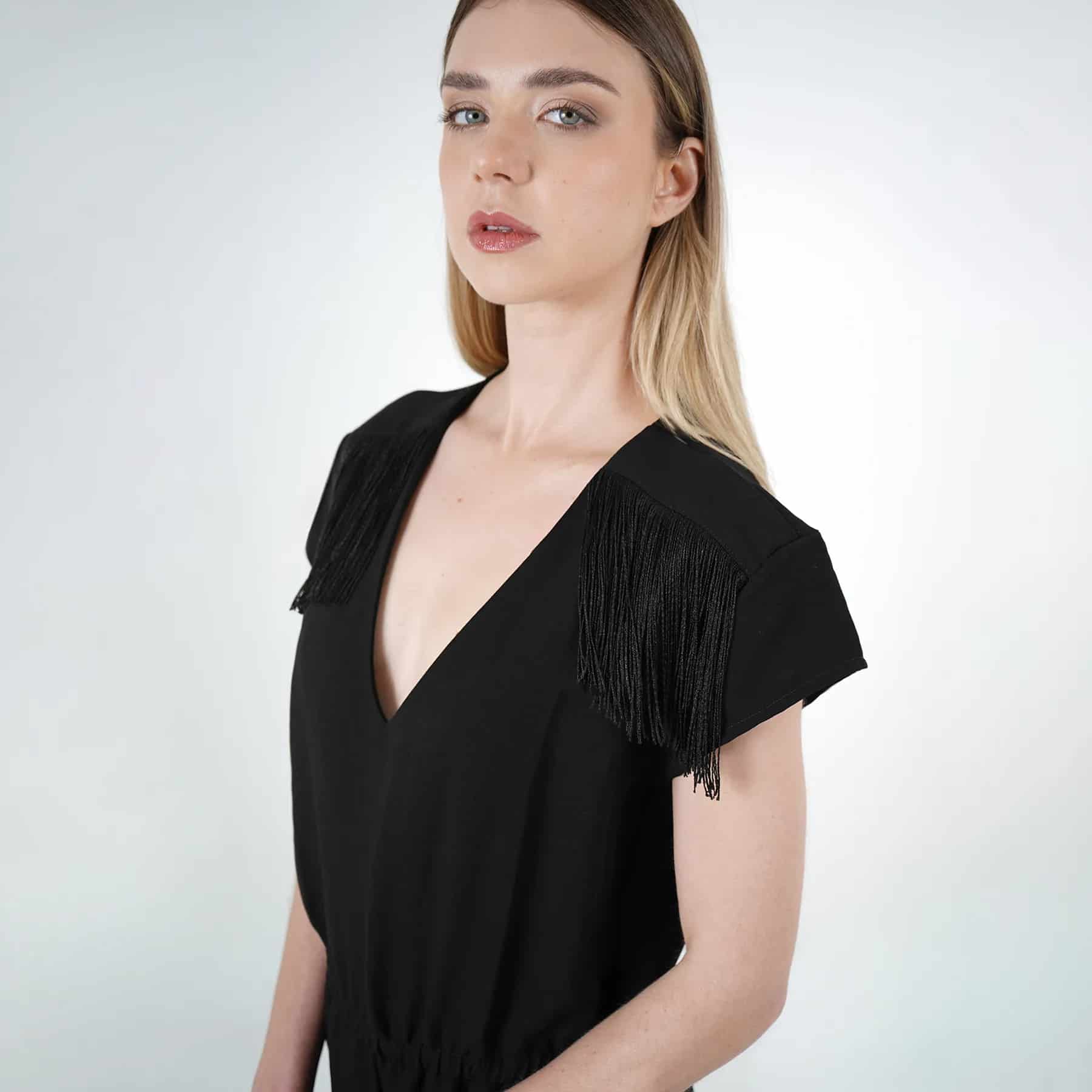 Vestido Cuello V Manga Corta - miniatura 2