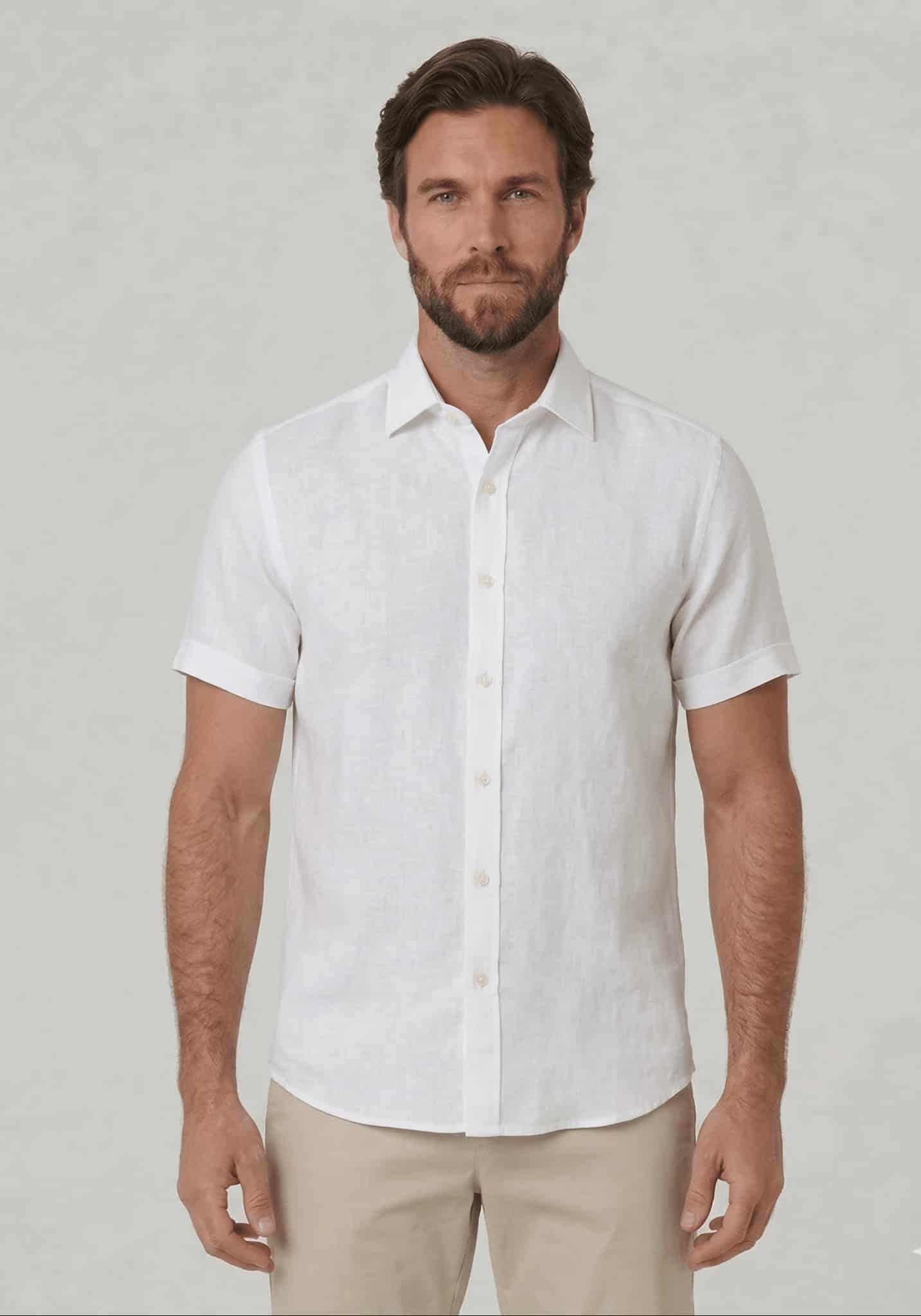 Camisa en lino manga corta para hombre Jon Sonen 017224066 - miniatura 1