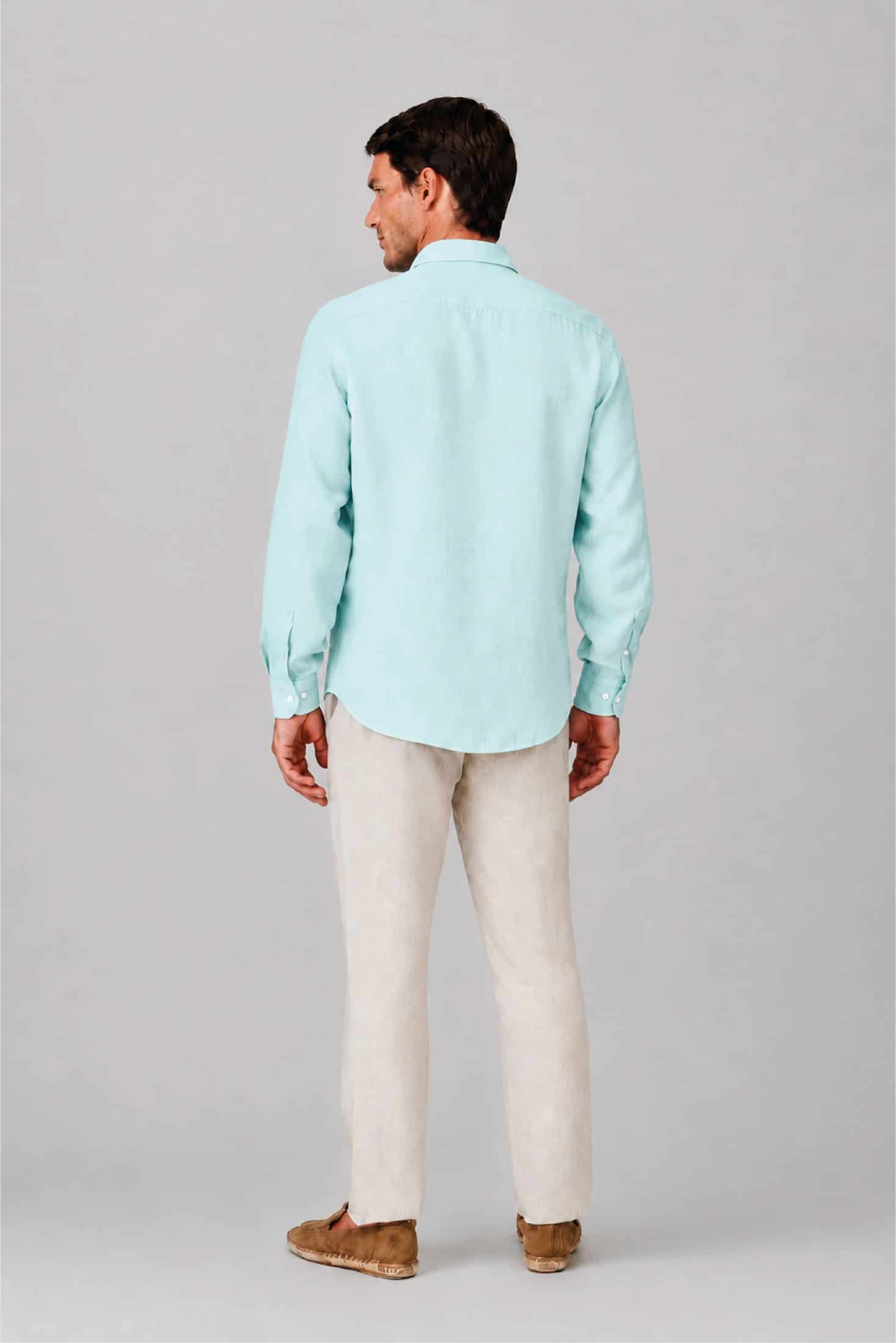 Men's linen shirt ice blue - miniatura 6