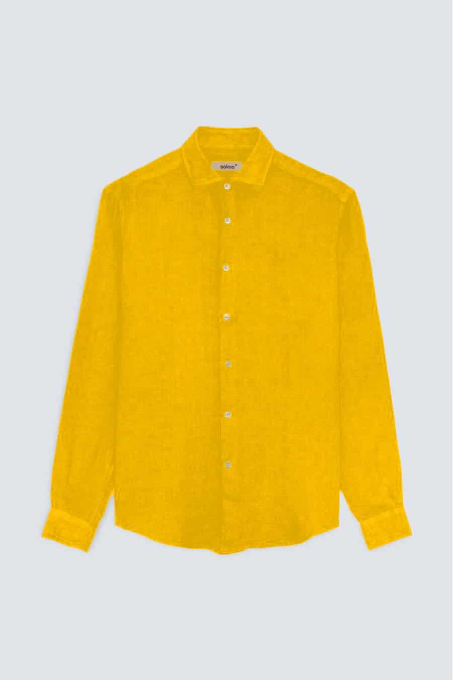 Men's linen shirt mustard - miniatura 1