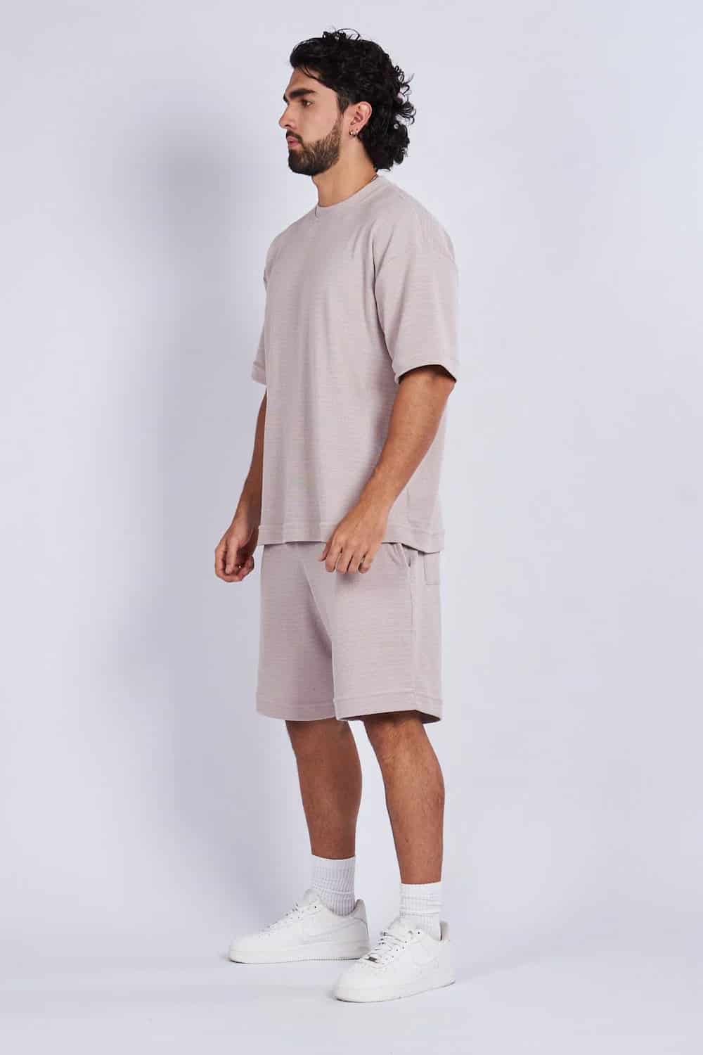 Camiseta oversize textura horizontal Caqui - miniatura 4