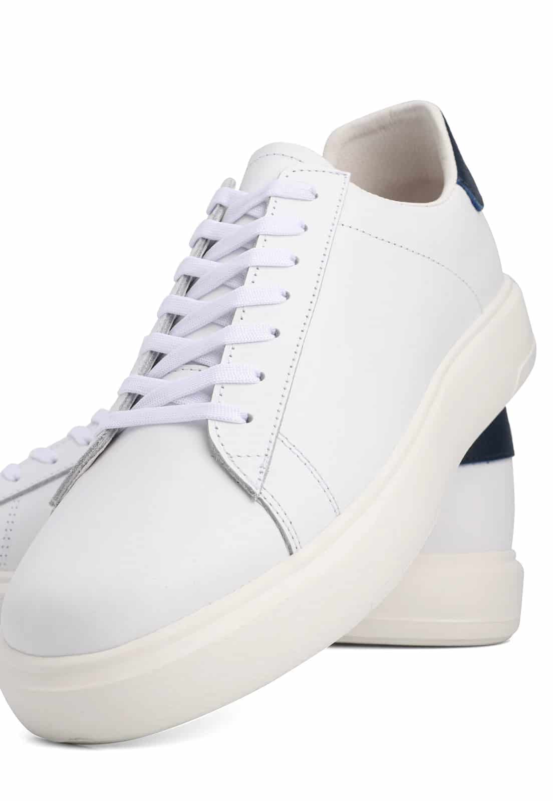 Tenis blancos suela blanca talon azul - miniatura 5