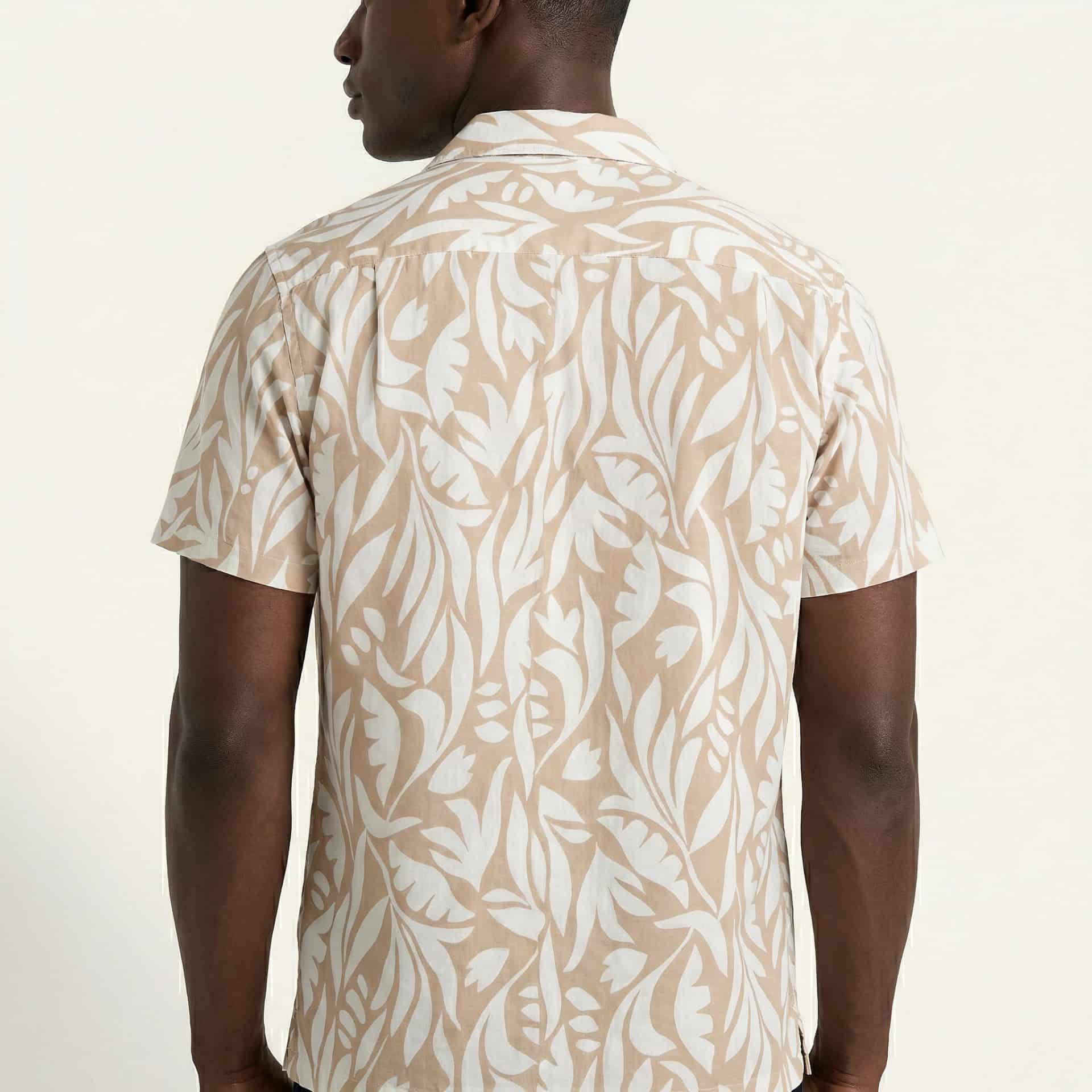 Camisa Bowling Estampada Beige C302 - miniatura 5