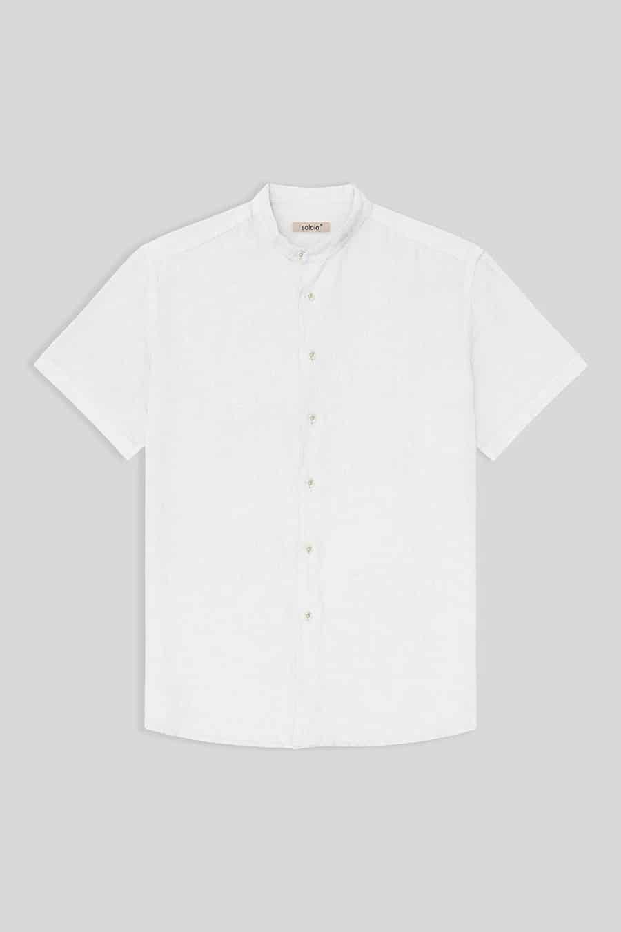 men’s linen shirt mao white mc basic - miniatura 1