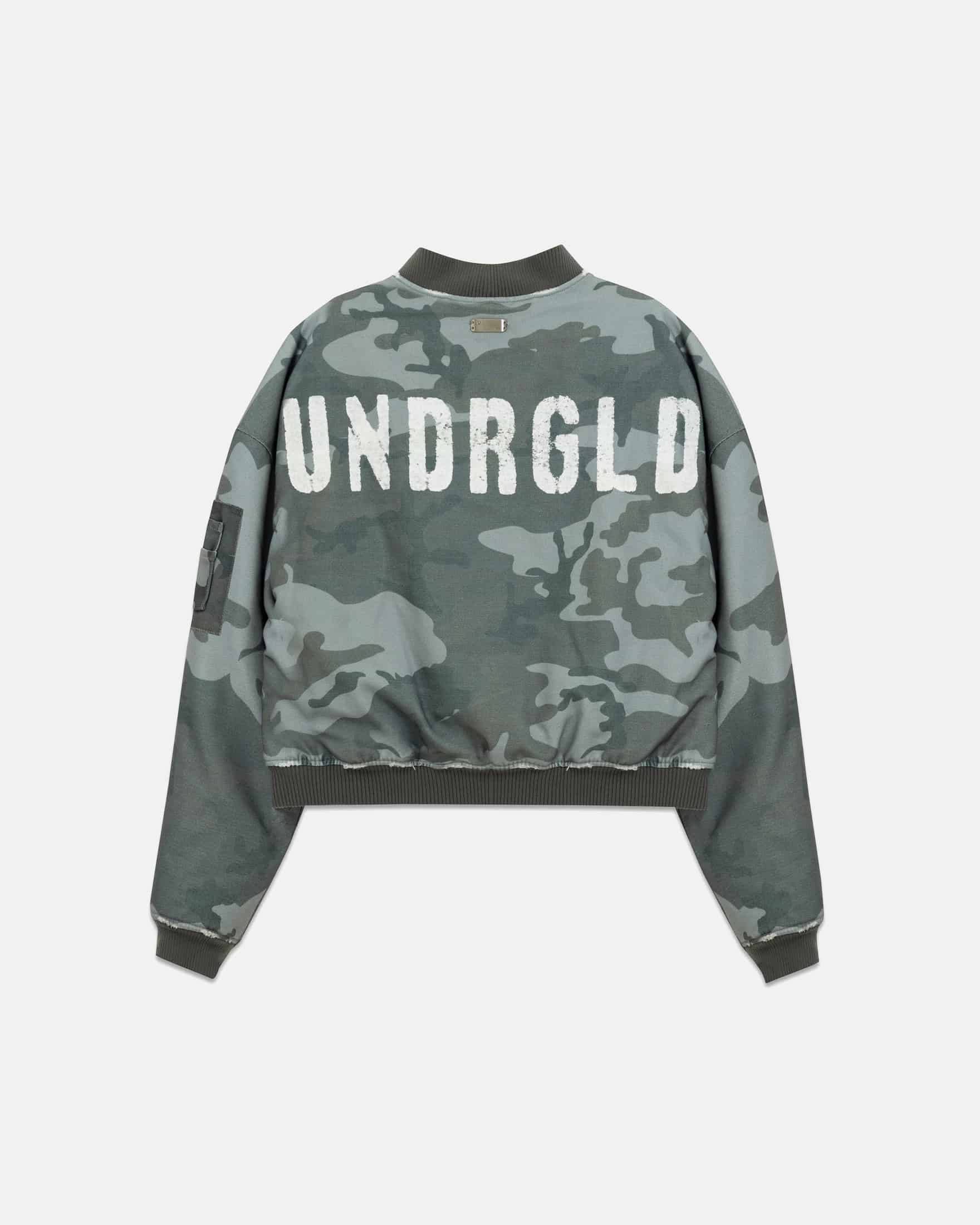 Holy Worn Logo Bomber Jacket Gray Camo - miniatura 3