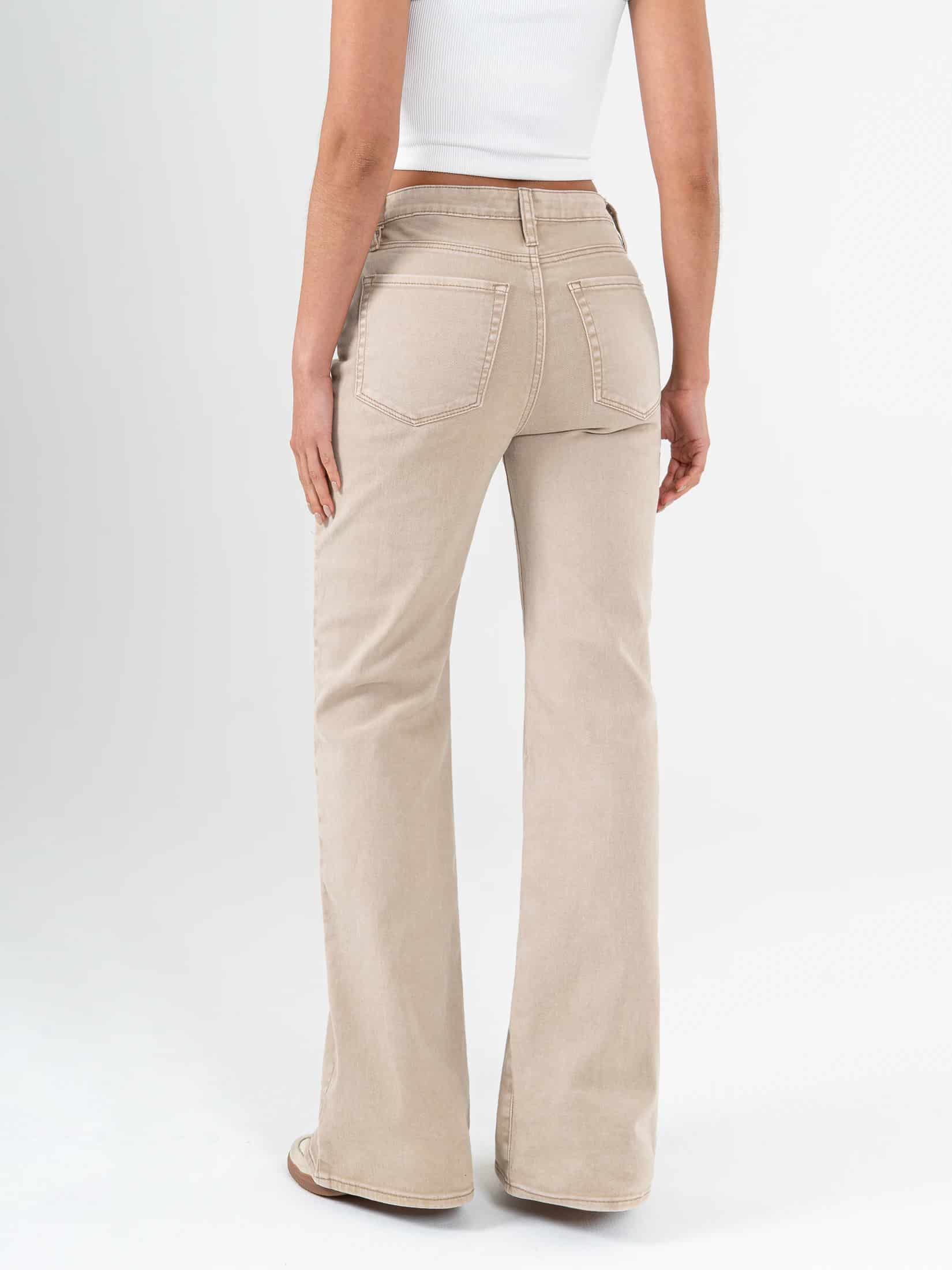 Ref: 069843 Pantalón palazzo stretch, tiro alto, tono caqui - miniatura 2
