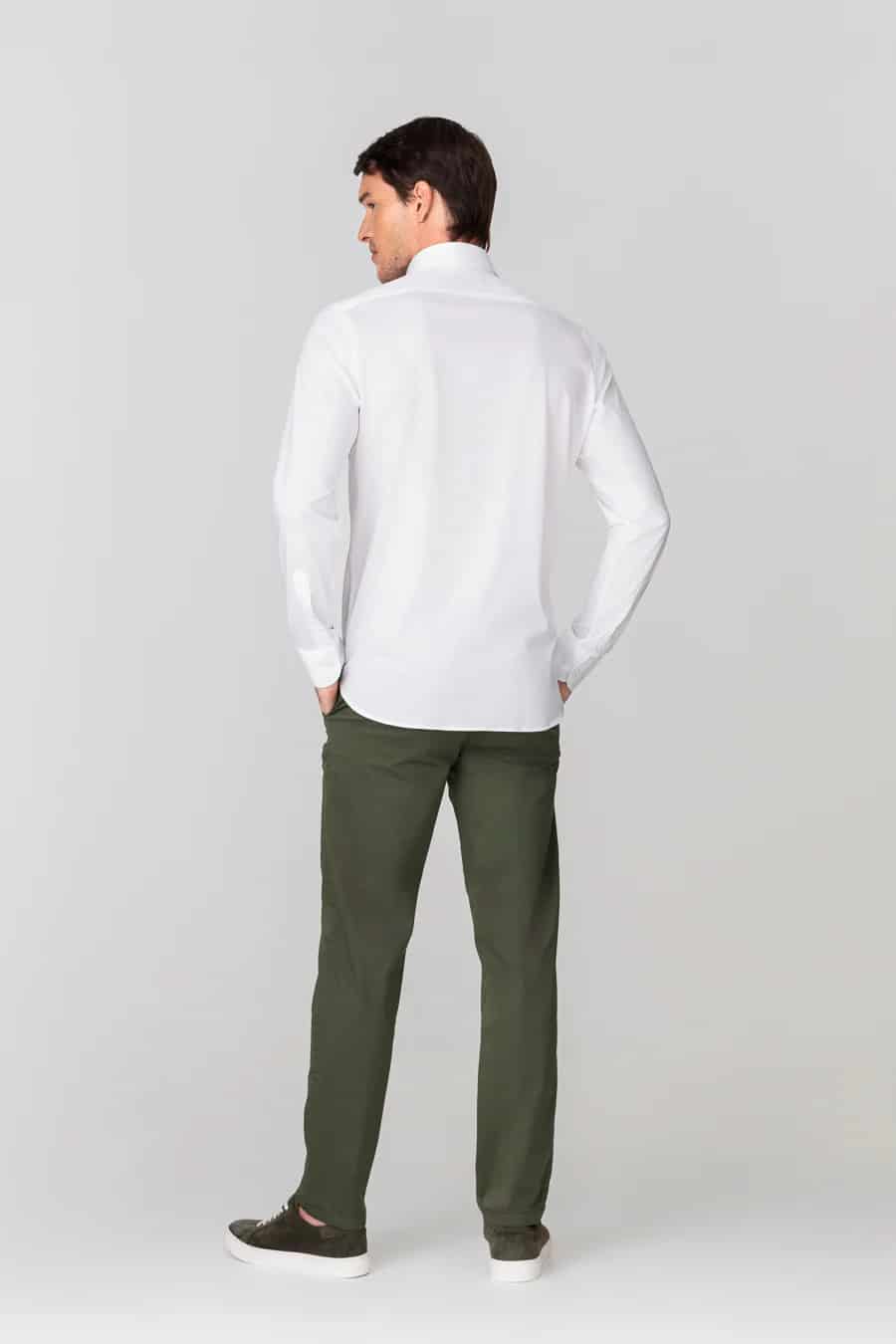 Men's cotton shirt white jersey - miniatura 7