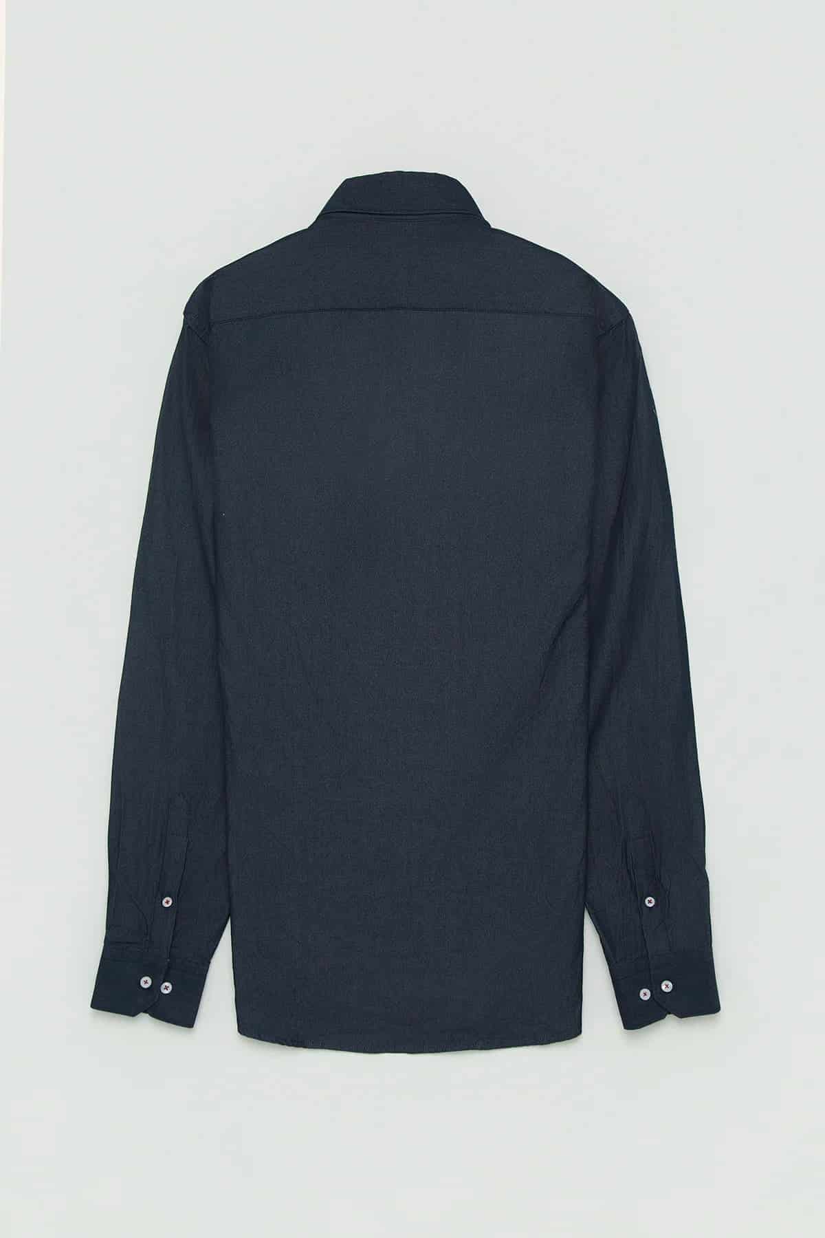 Camisa Denim Botón Contraste Algodón Azul Oscuro - miniatura 4