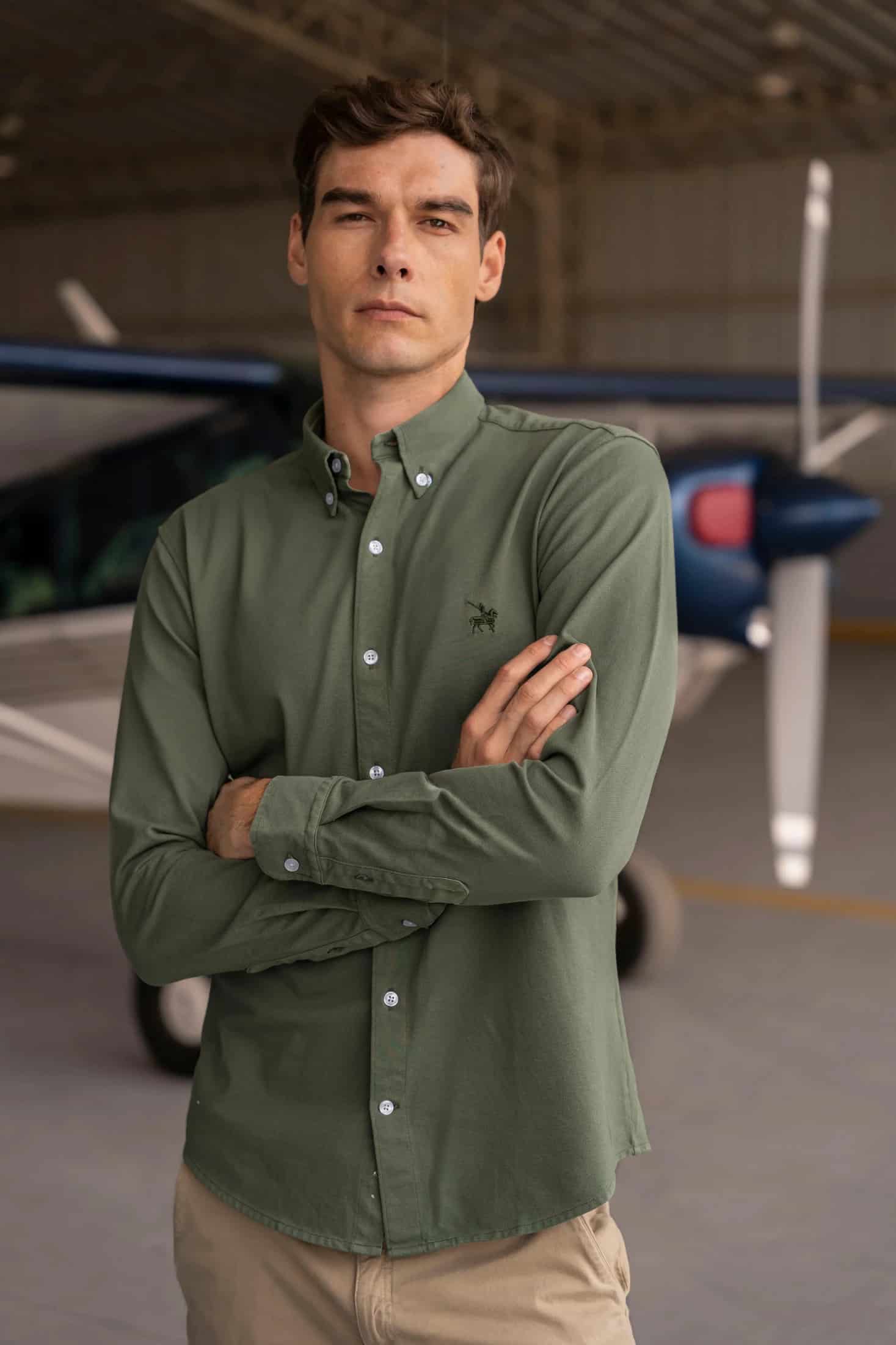Camisa Micro Pique Hombre Verde - miniatura 3