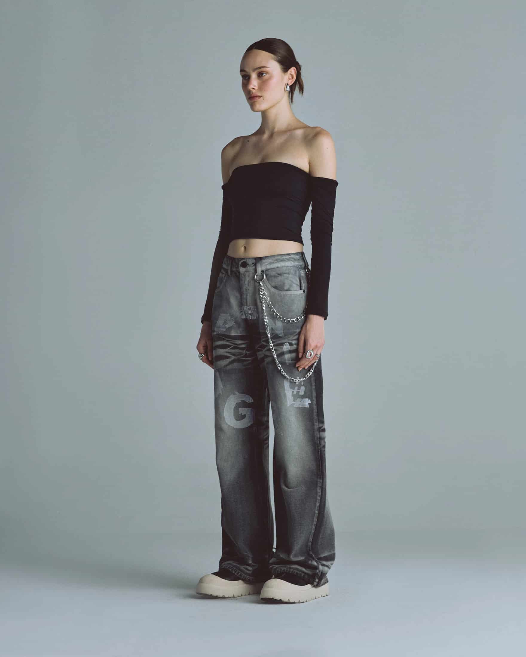 Basics Off Shoulder Long Sleeve Top Black - miniatura 4