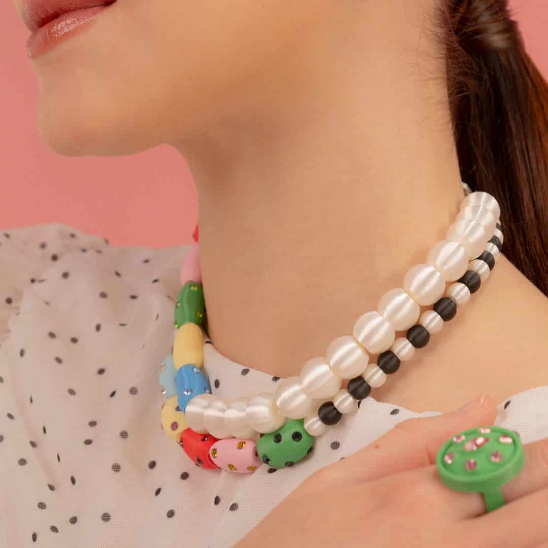COLLAR DE GOMAS CON MAXI PERLAS - miniatura 3
