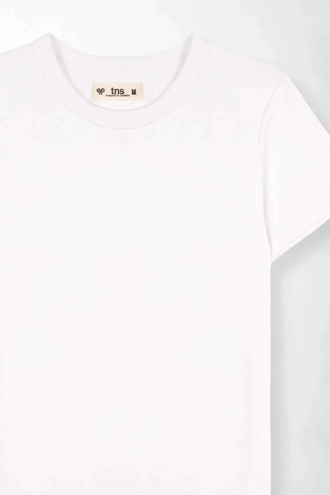 Camiseta regular fit con cuello redondo en blanco para mujer - miniatura 7
