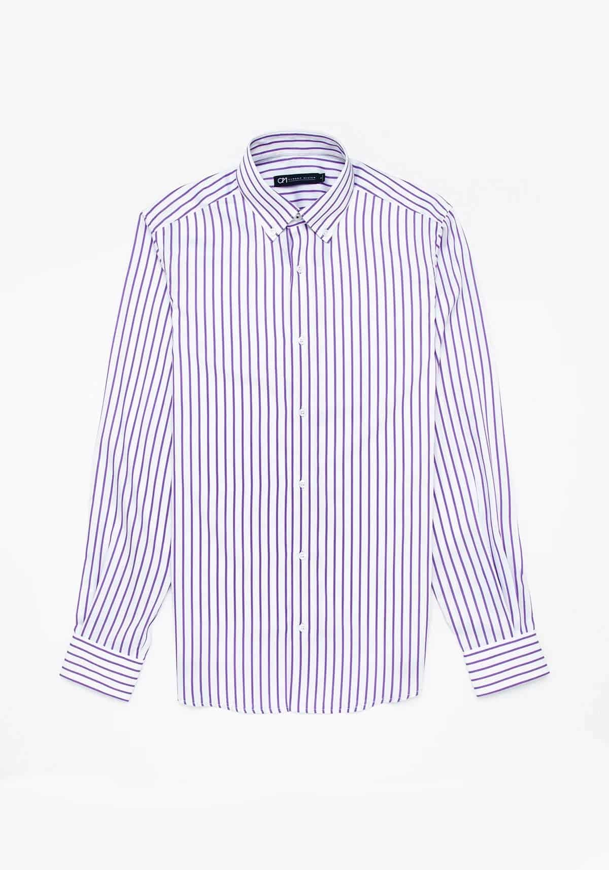 Camisa Sarga Raya Algodón Lila - miniatura 1