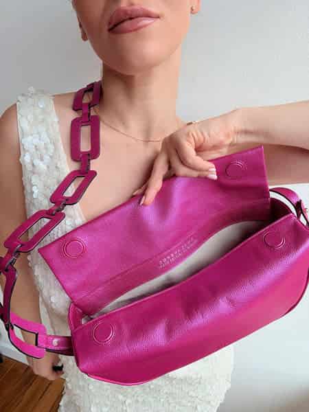 Mimi Moon bag correa Ovalos Fucsia metalizado - miniatura 2
