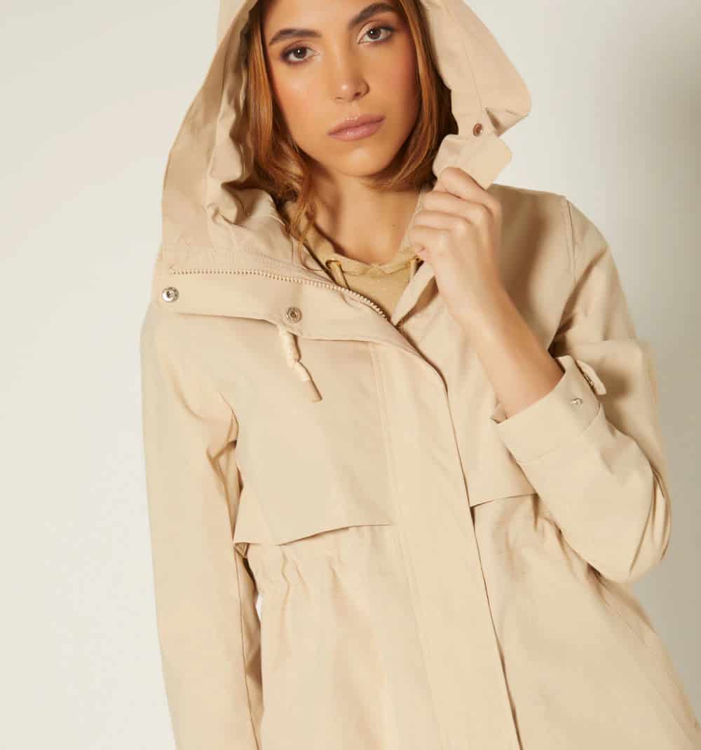 Abrigo largo impermeable, cuello alto - miniatura 1