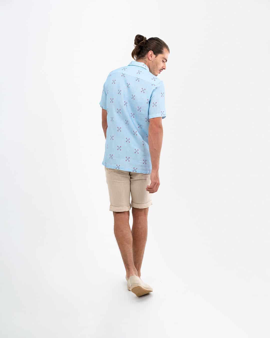 Men's large strings linen shirt - miniatura 2