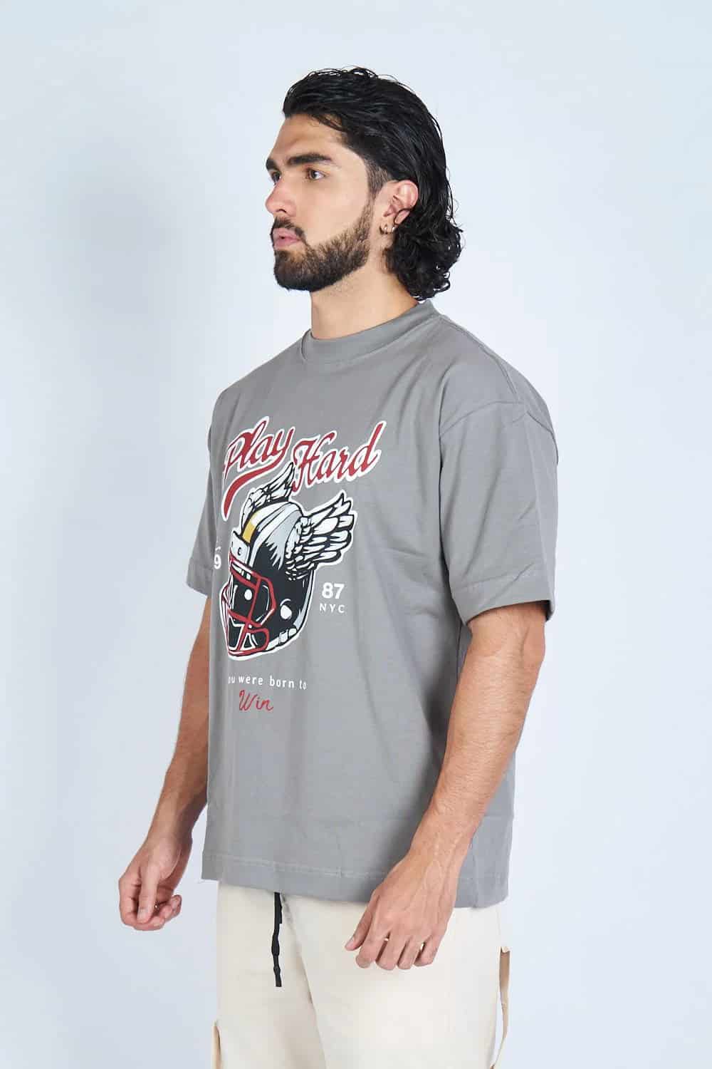 Camiseta oversize PLAY HARD GRIS | DROP 03 | - miniatura 6