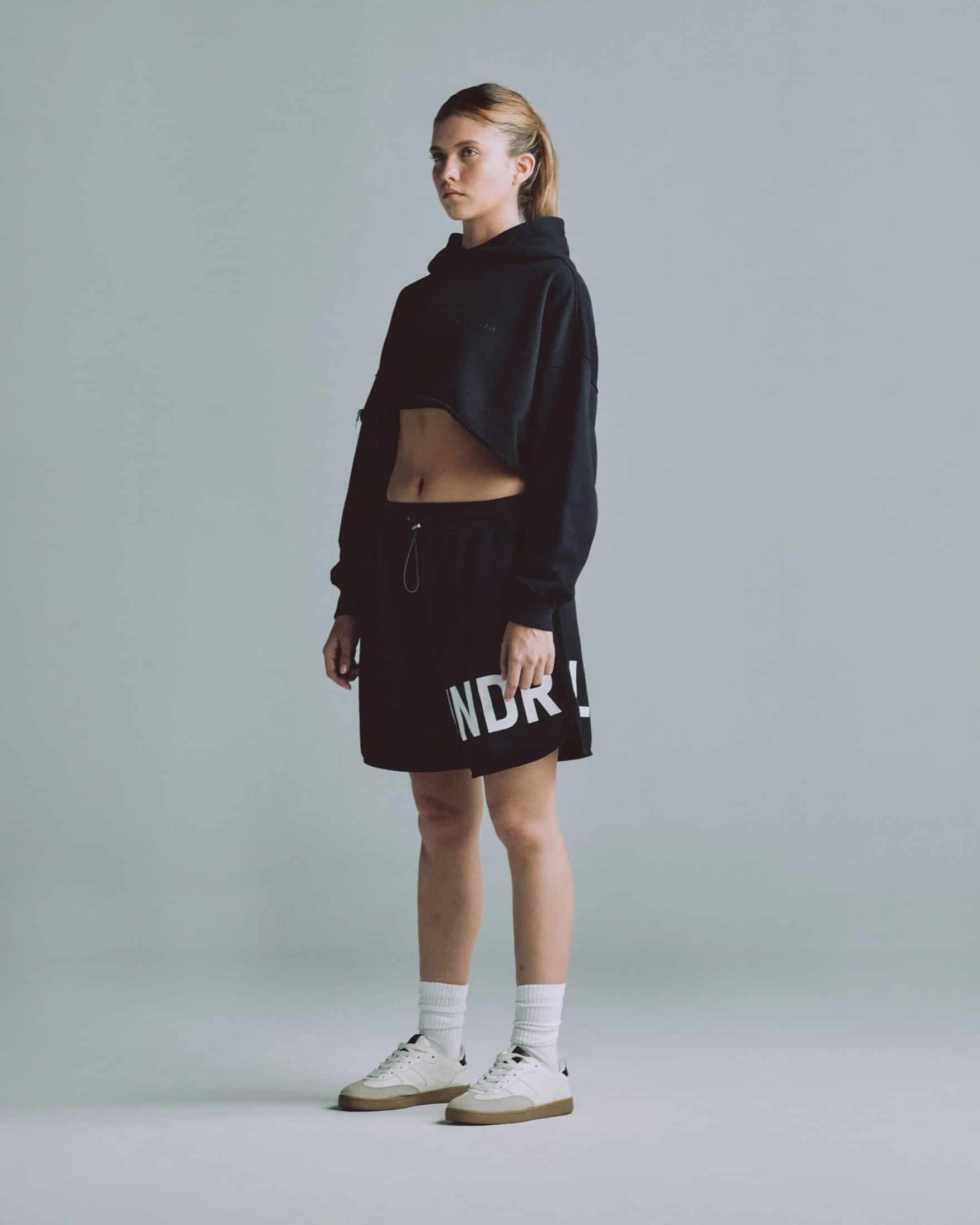 Line Logo Cropped Hoodie Black - miniatura 4