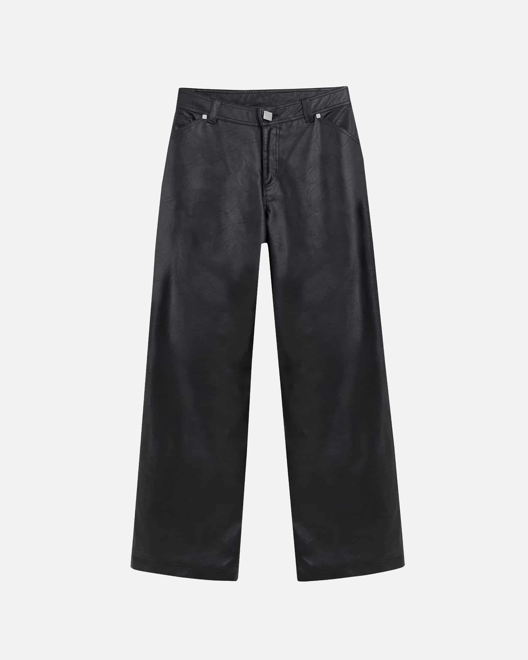 W Capsule Basic Pleather Wide Jeans Black - miniatura 1