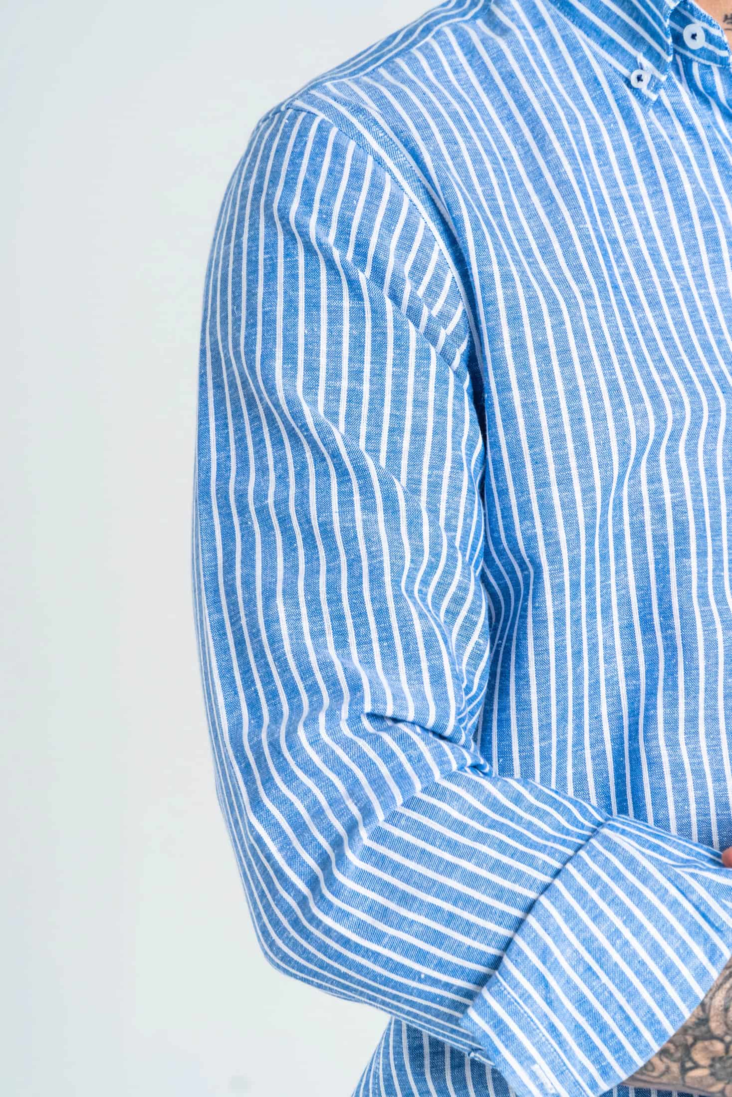 Camisa Raya Lino Azul Medio - miniatura 3