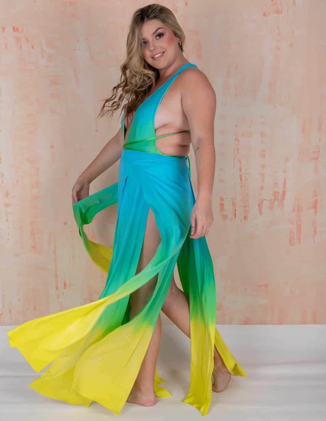 Falda Stripe Sky Blue + Green + Yellow - miniatura 4