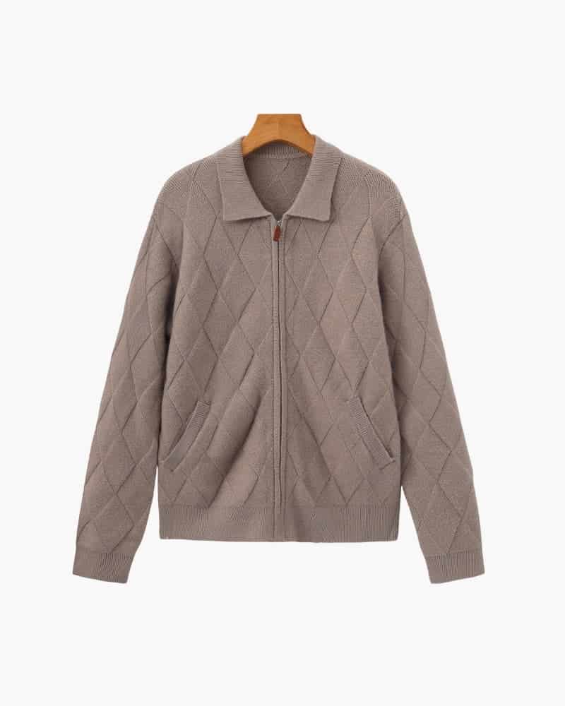 Heritage Diamond Knit Zip Cardigan - miniatura 1