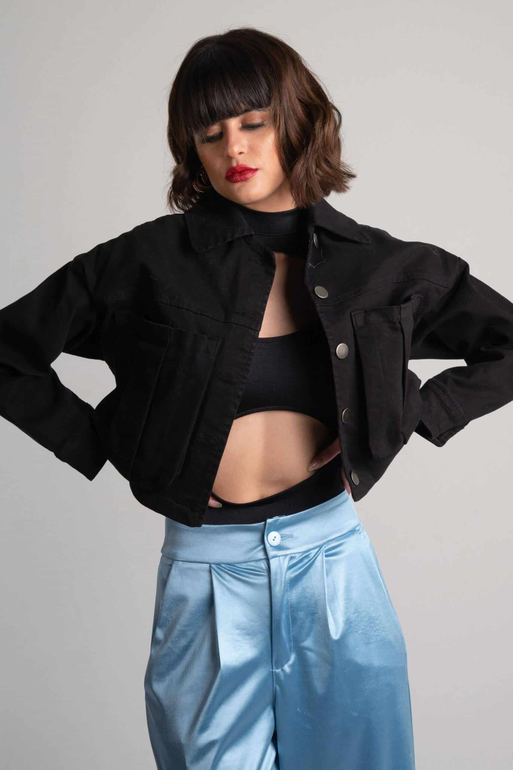 Chaqueta Cortés Denim Negra - miniatura 3