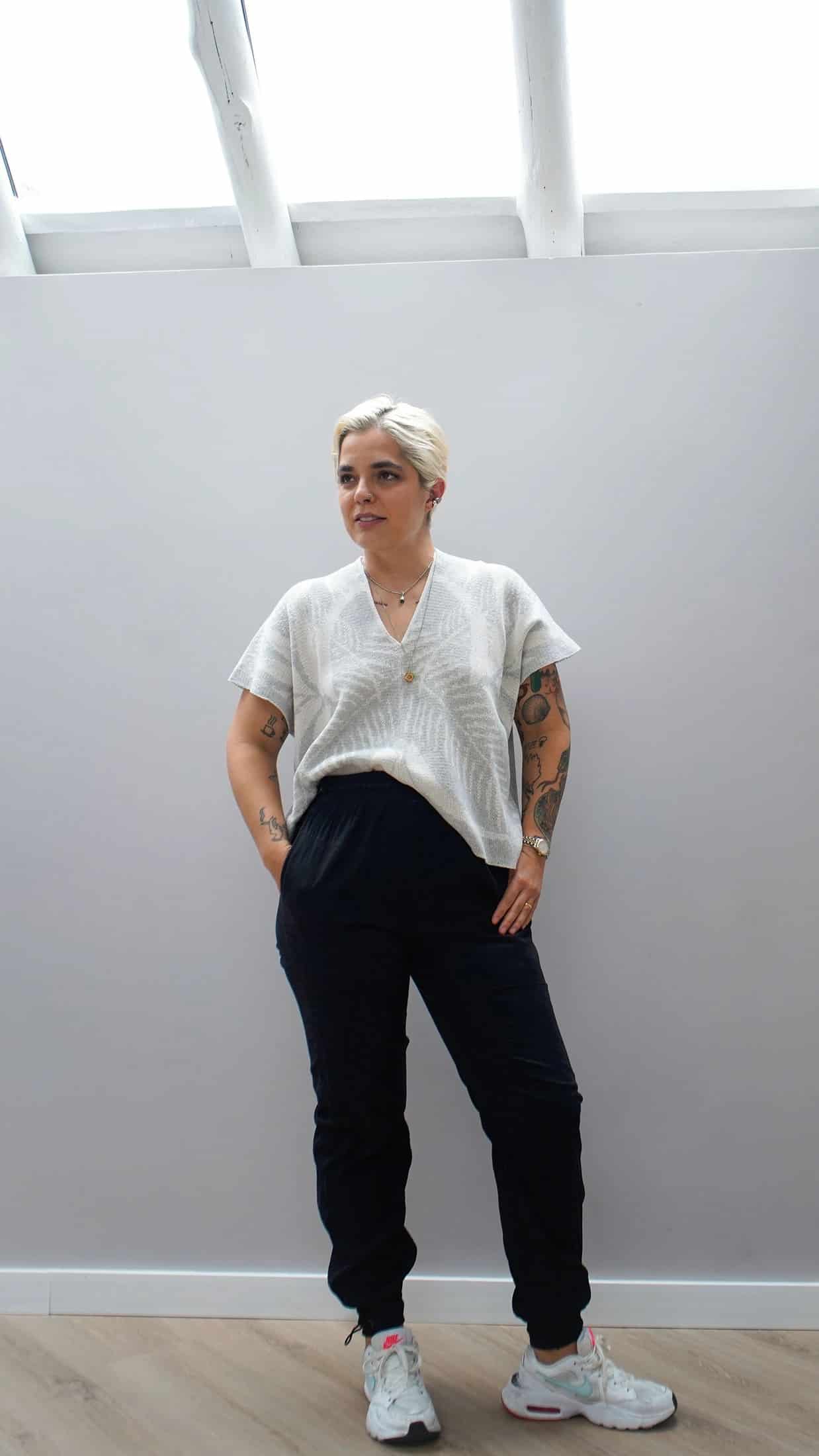 Blusa Palmas - gris claro y crudo - miniatura 5