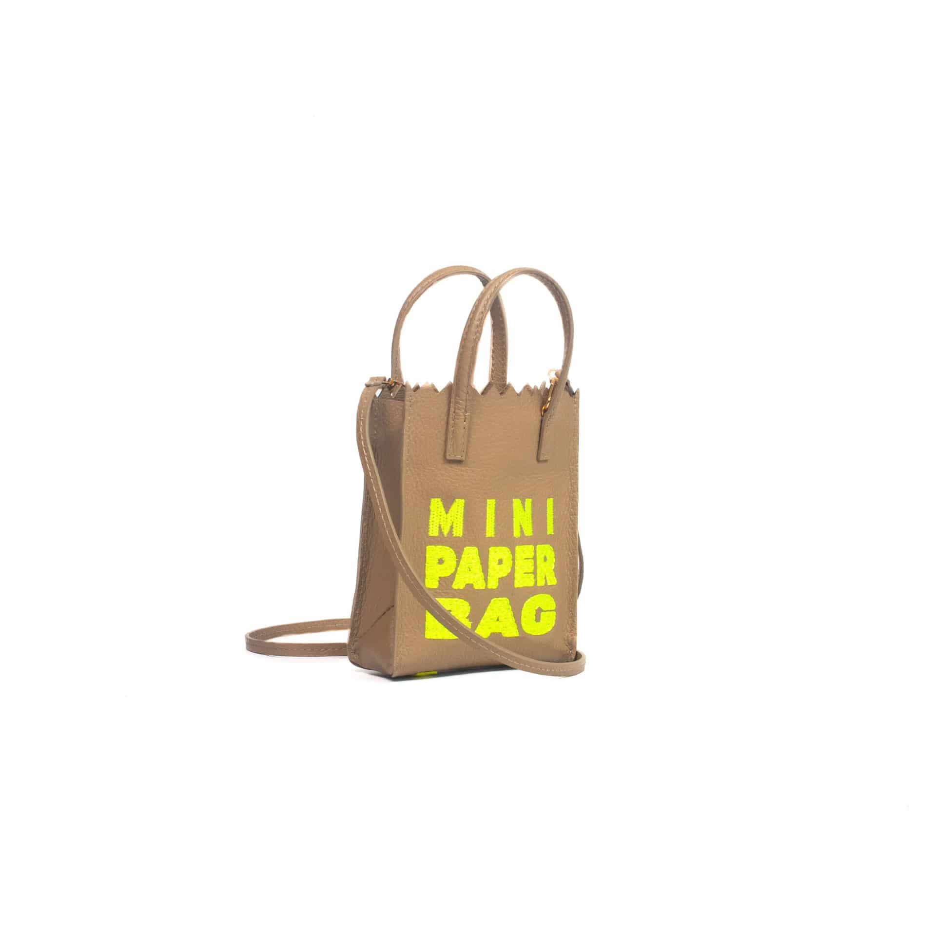 Mini Paper Bag - Cocoa x Neon Lemon - miniatura 2