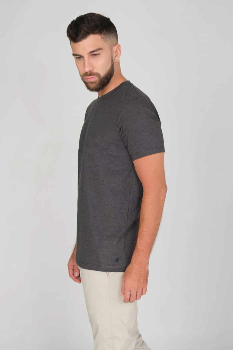 T-shirt Slim Fit 100% Gris Plomo Jaspeado - miniatura 8