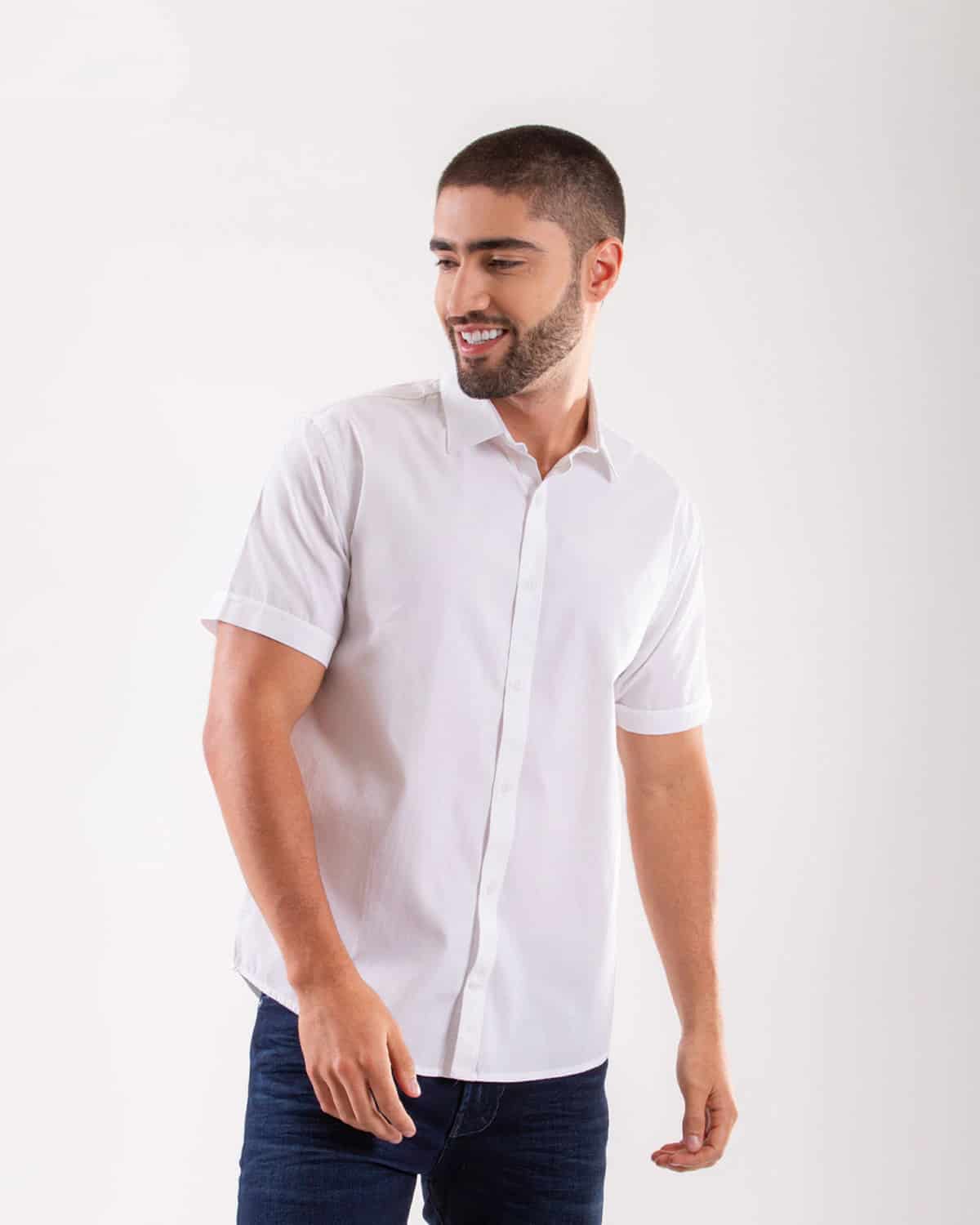 Camisa blanca manga corta para hombre - miniatura 81