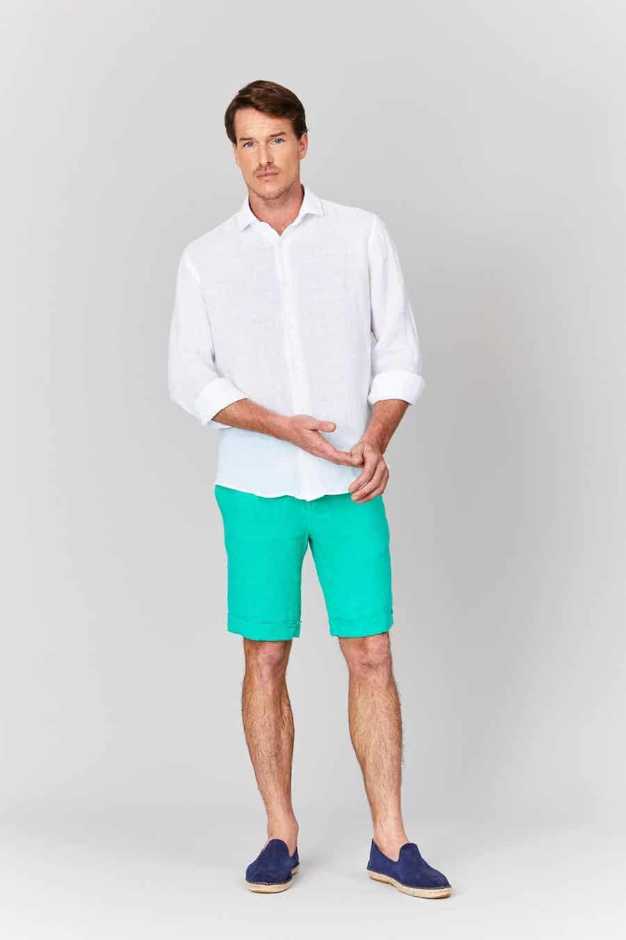 Men's linen bermuda light blue - miniatura 2