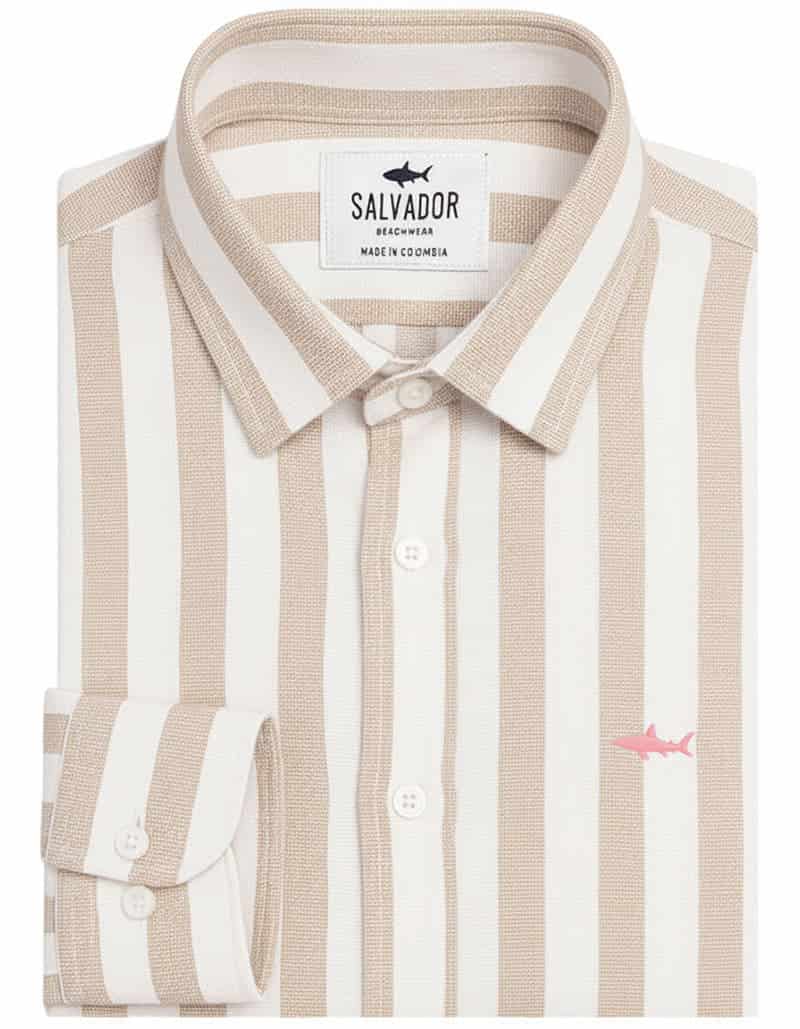 CAMISA BLANCA RAYAS G ARENA - miniatura 1