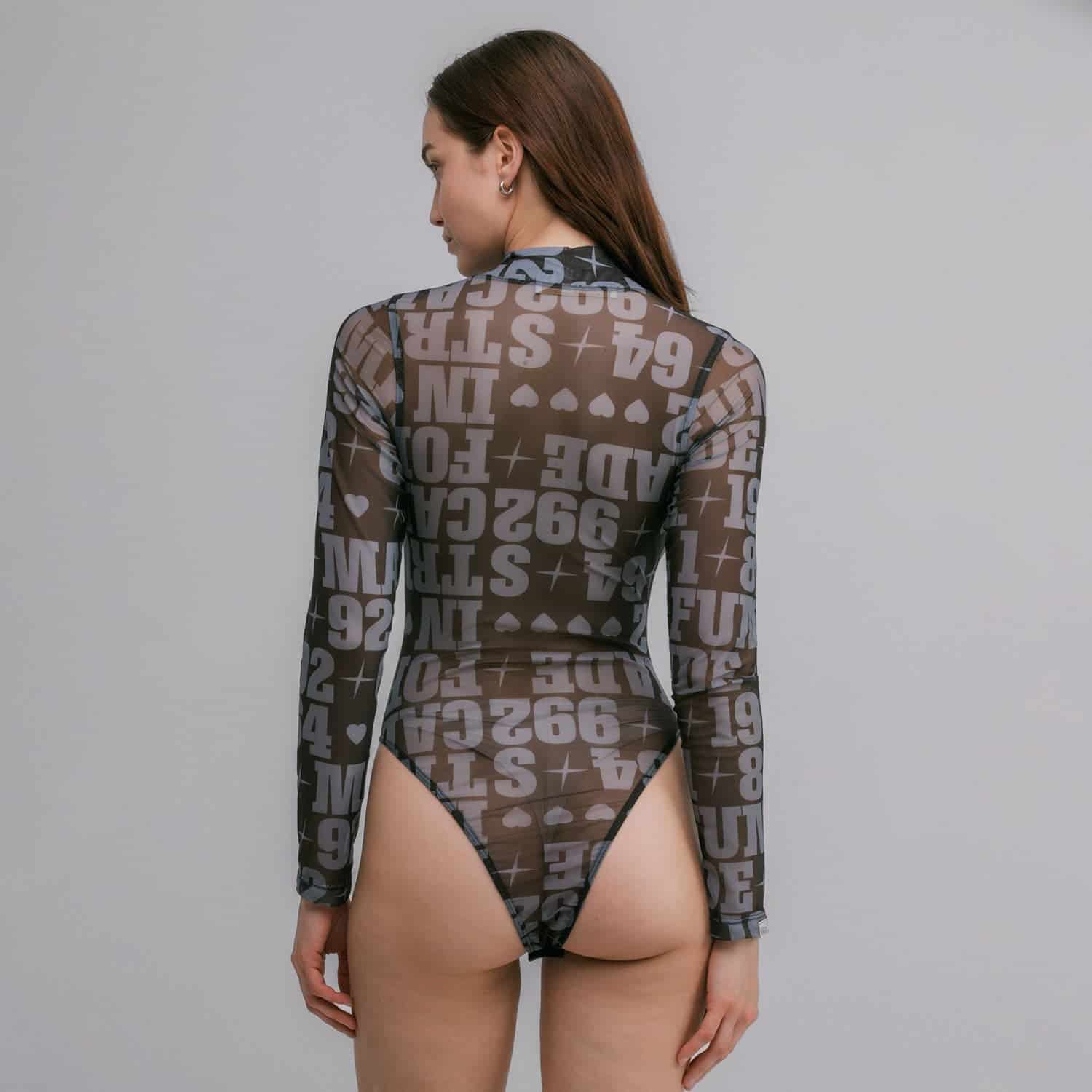 True X Smirnoff Mesh Bodysuit - Black - miniatura 3