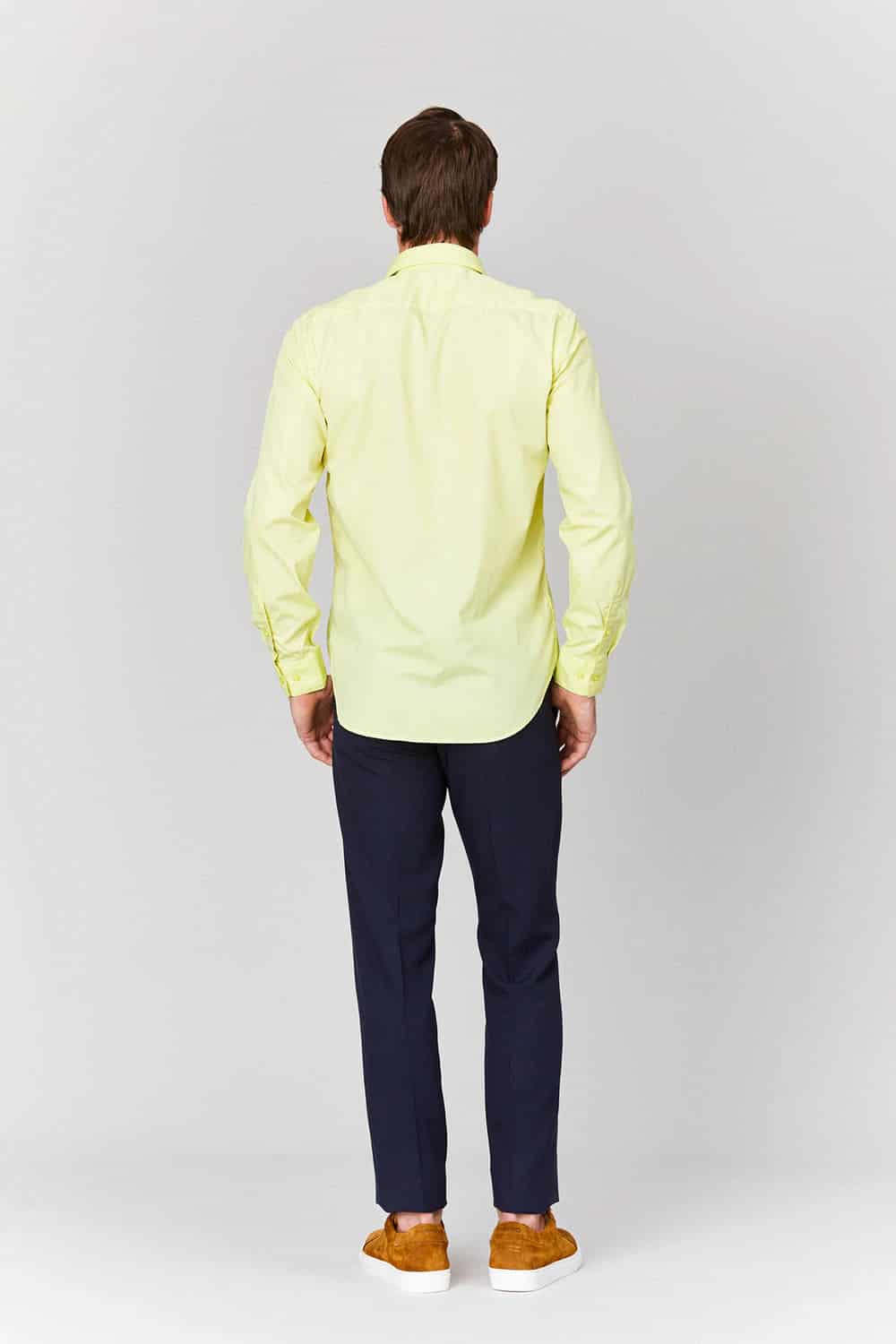 Men's basic yellow cotton muslin shirt - miniatura 2